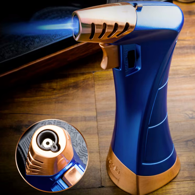 Lubinski New Design Çok Fonksiyonlu Tek Torch Büyük Masa Tipi Puro Çakmağı Blue