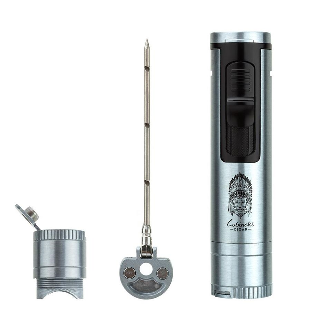 Lubinski Tek Torch Sehpalı Delicili Puro Çakmağı Siyah-Gümüş