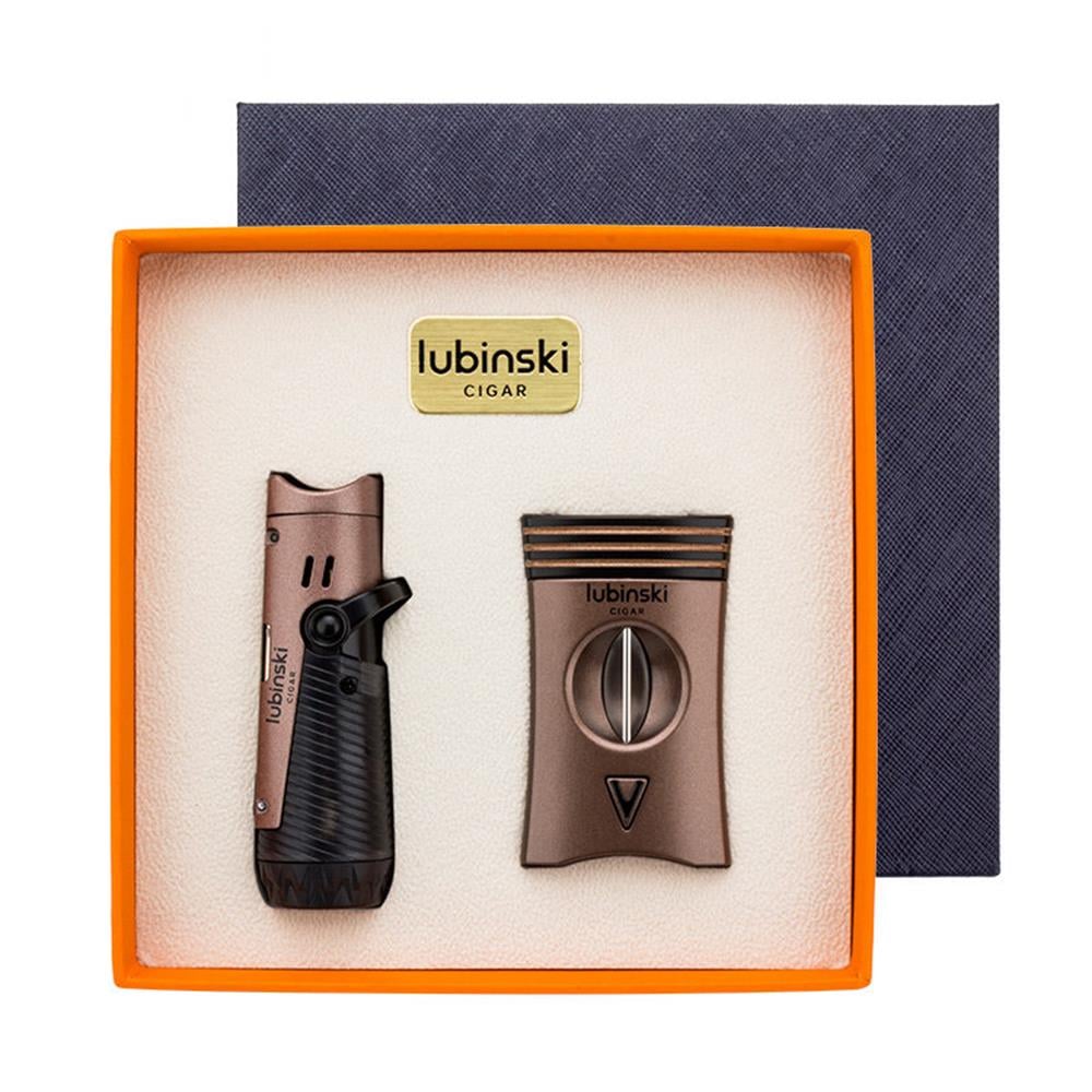 Lubinski Yeni Seri Çakmak Ve Kesici Puro Seti Bronz