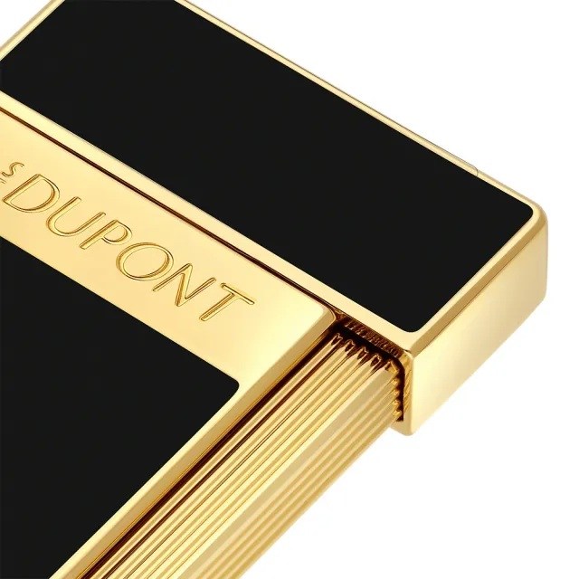 St Dupont Slimmy Golden Shiny Black Lacquer Çakmak 28002
