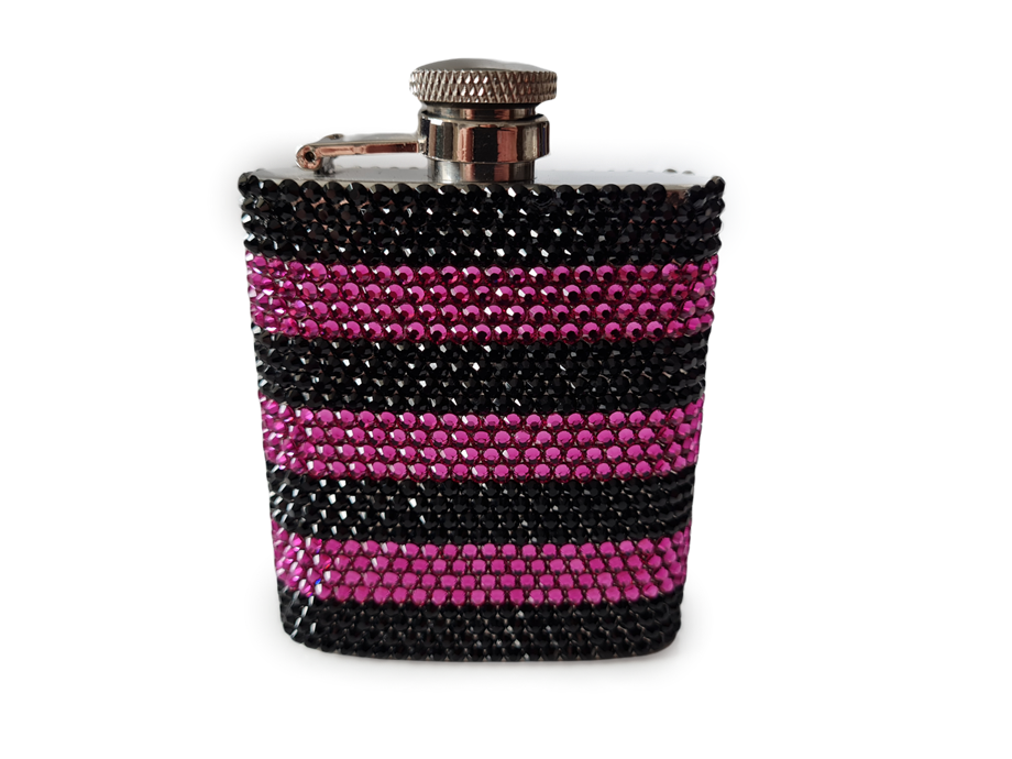 Swarovski Taşlı Kaplı Matara Siyah/Pembe(Outlet)