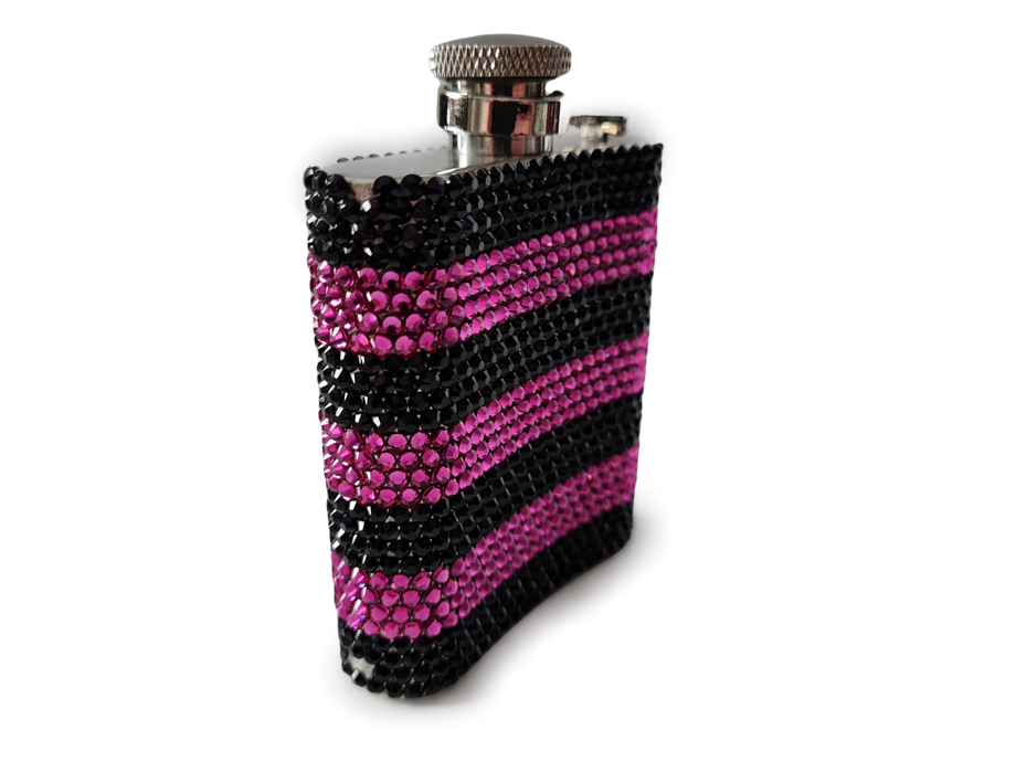 Swarovski Taşlı Kaplı Matara Siyah/Pembe(Outlet)