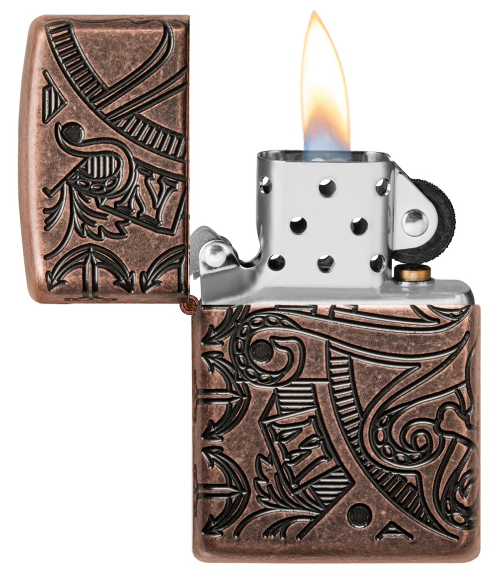 Zippo Nautical Scene Design Antique Copper Çakmak