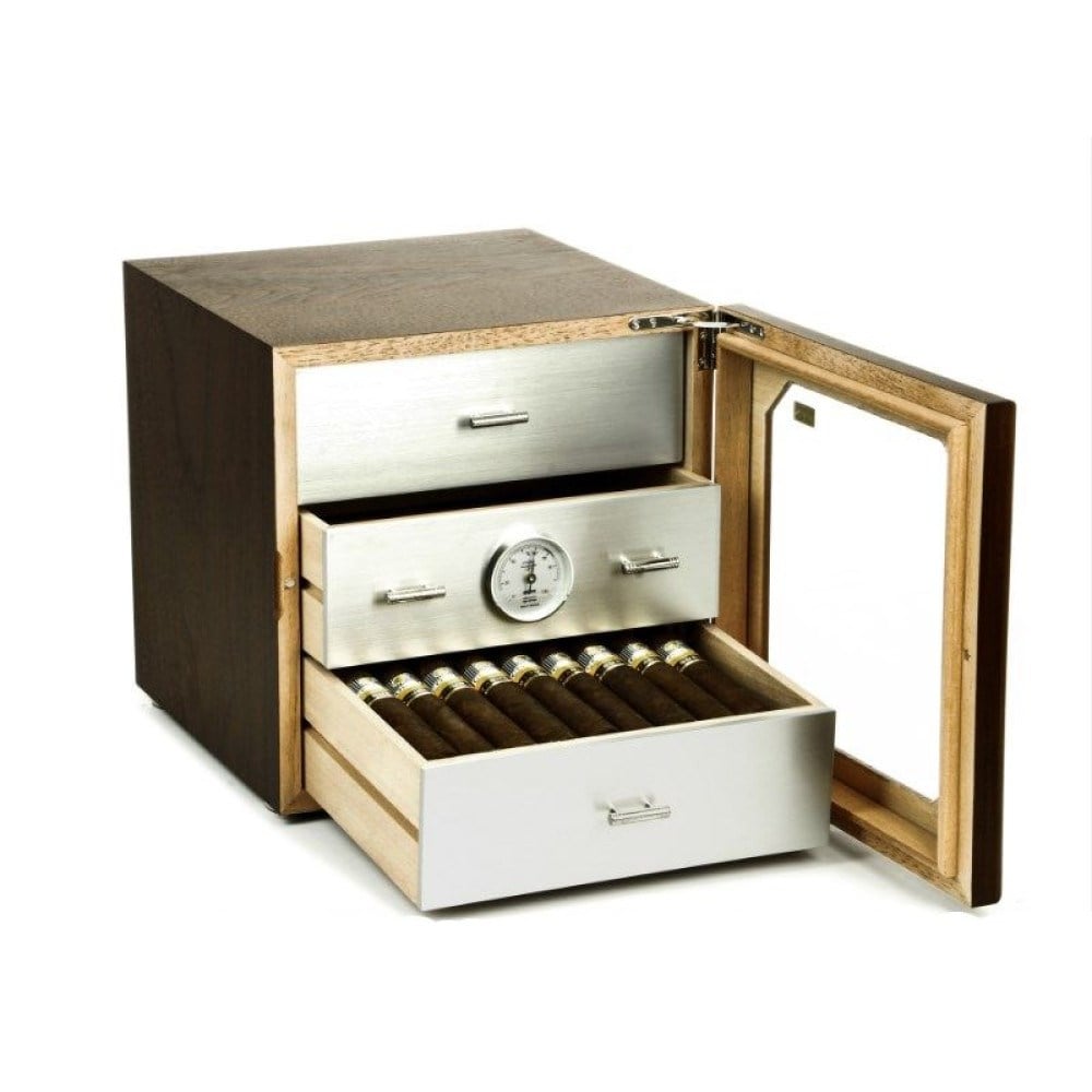 Adorini Chianti-M Deluxe Humidor – Ceviz & Alüminyum 125s
