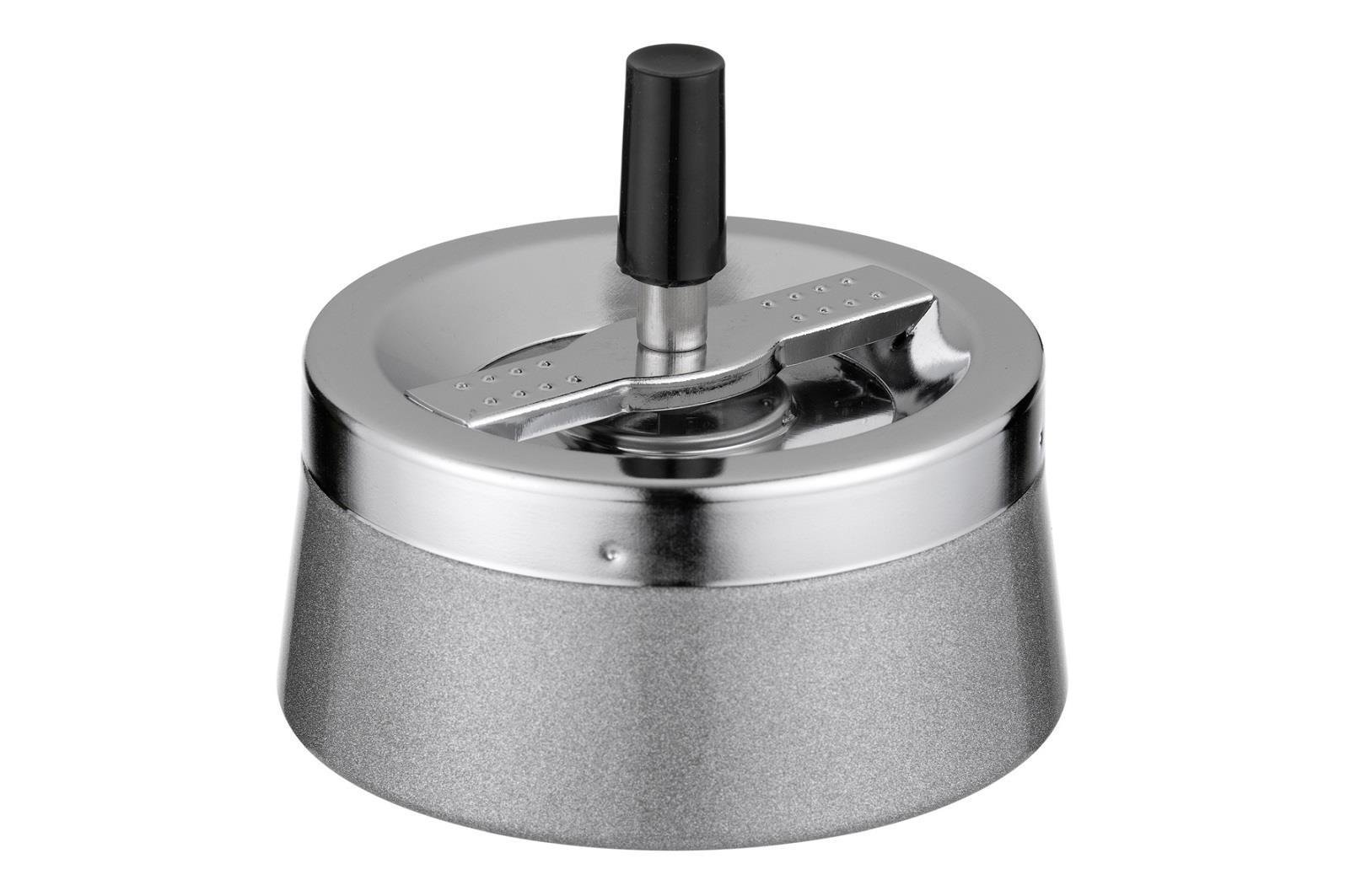 Angelo Bas-Çevir Metal Hazneli Küllük Gri 11cm