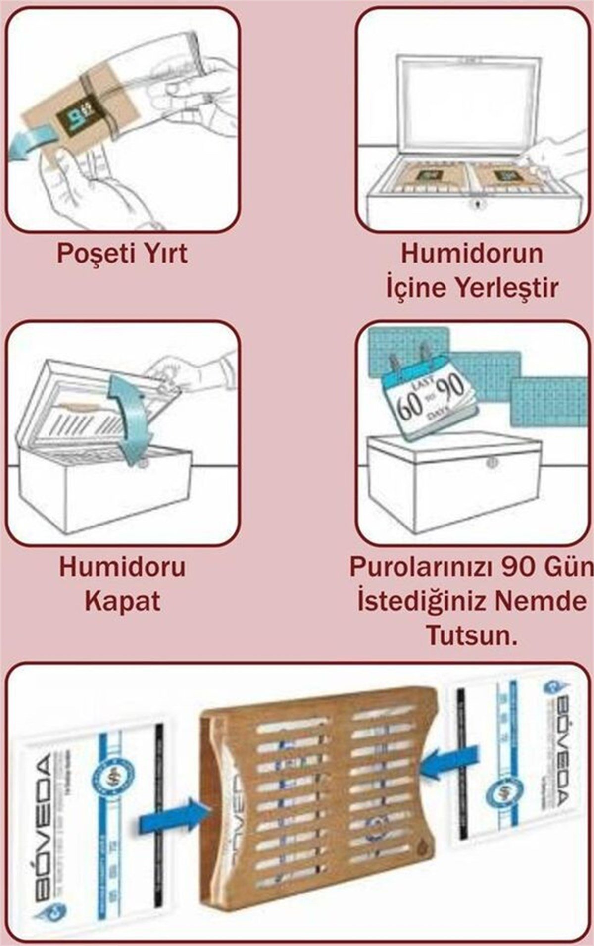 Boveda 72 60g Humidor Puro Kutusu Nemlendirici B72