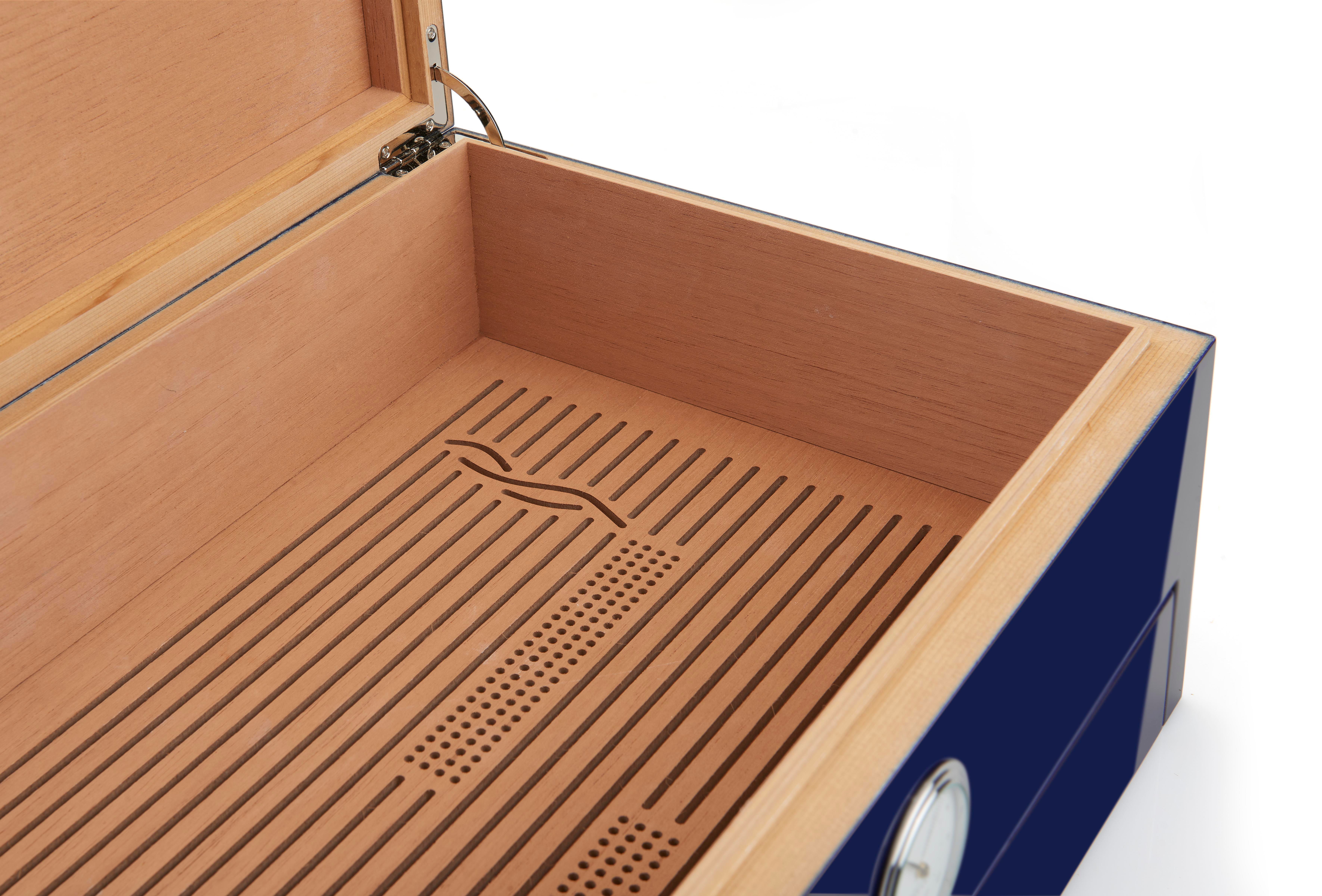 Morici Collection Italy Handmade Humidor Puro Kutusu - Roma Collection- Special Club Edition- Blue - 100's