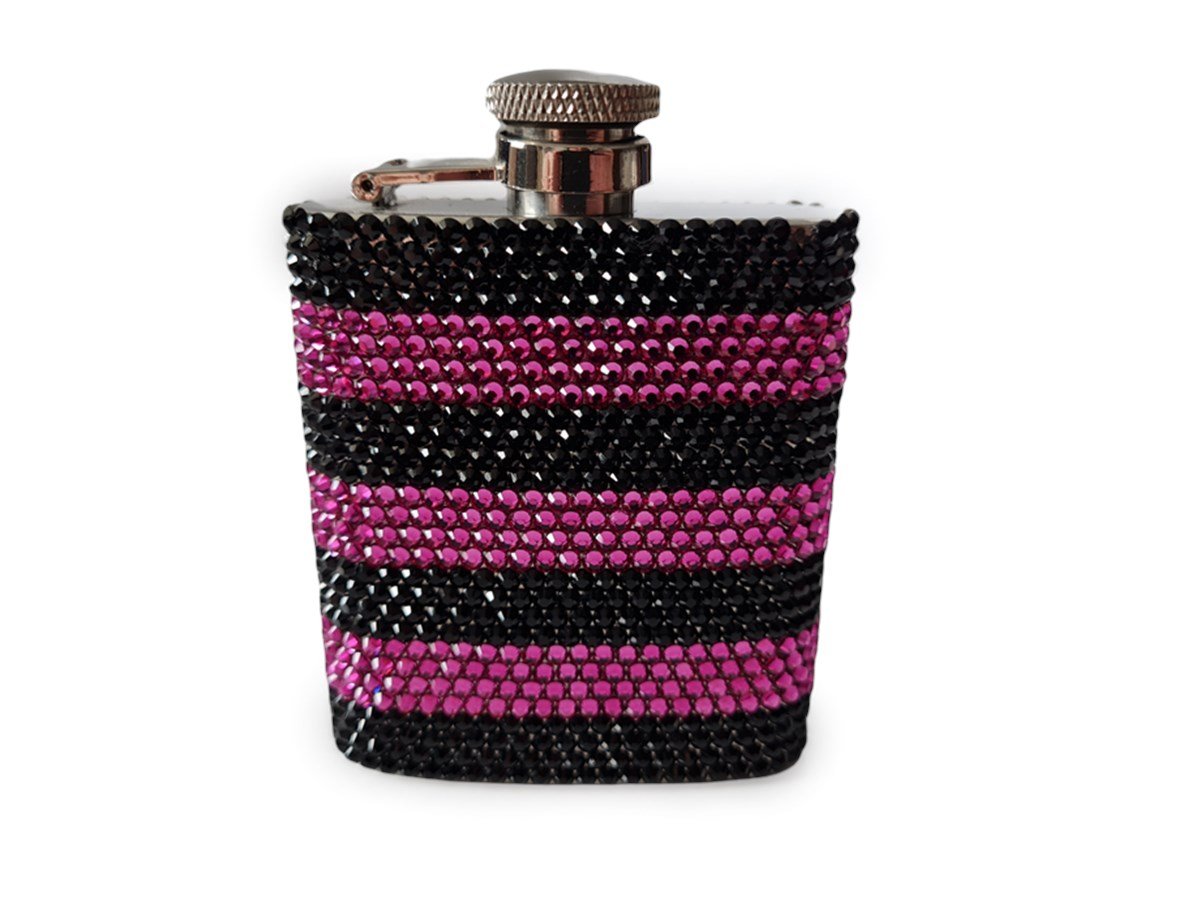 Swarovski Taşlı Kaplı Matara Siyah/Pembe(Outlet)
