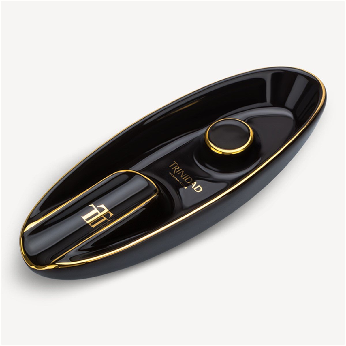 Trinidad Tekli Kayık Seramik Puro Küllüğü Siyah