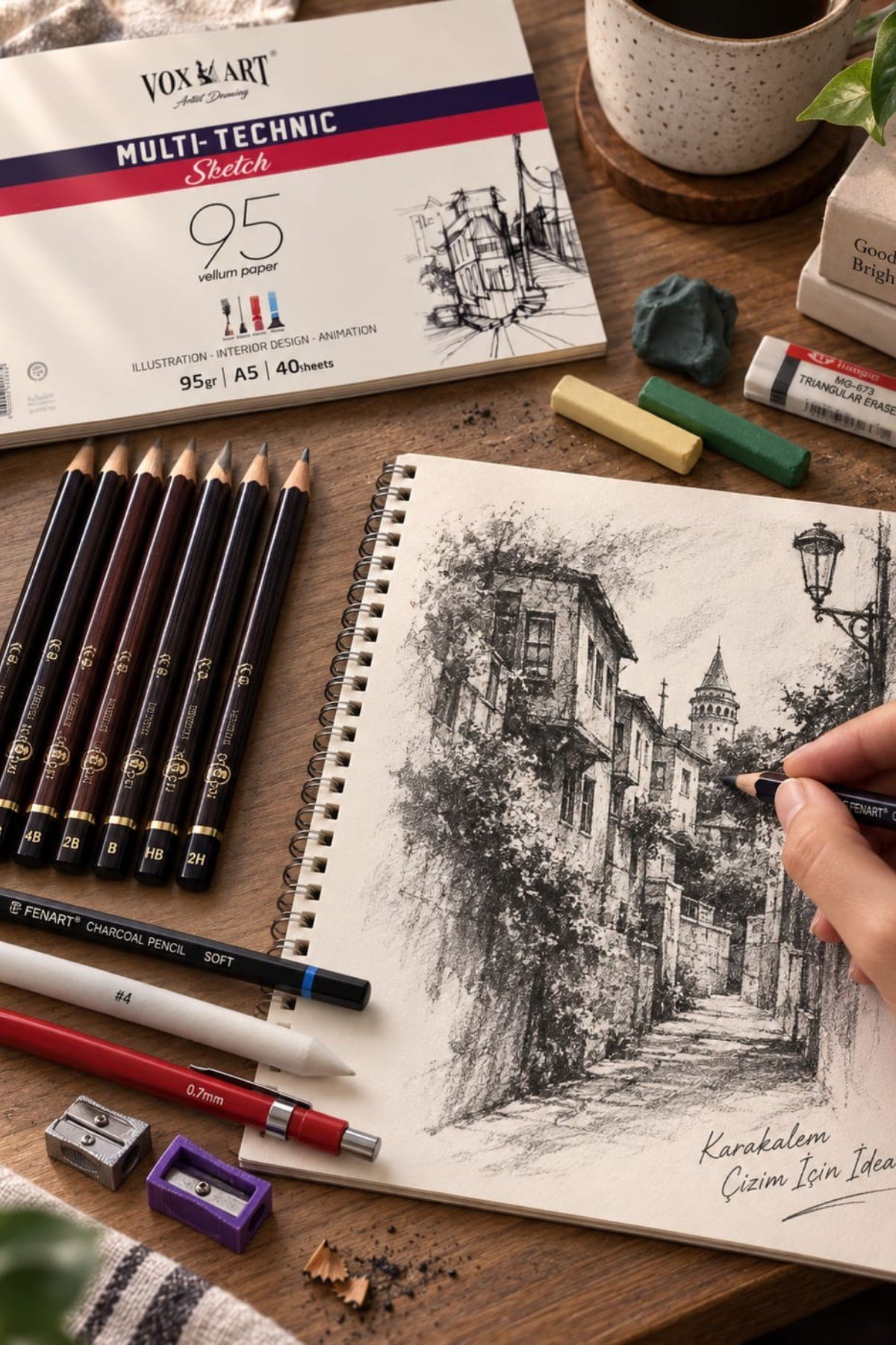 18'li Eskiz Çizim Kalem Seti (Defter Hediyeli) Artist Seviye