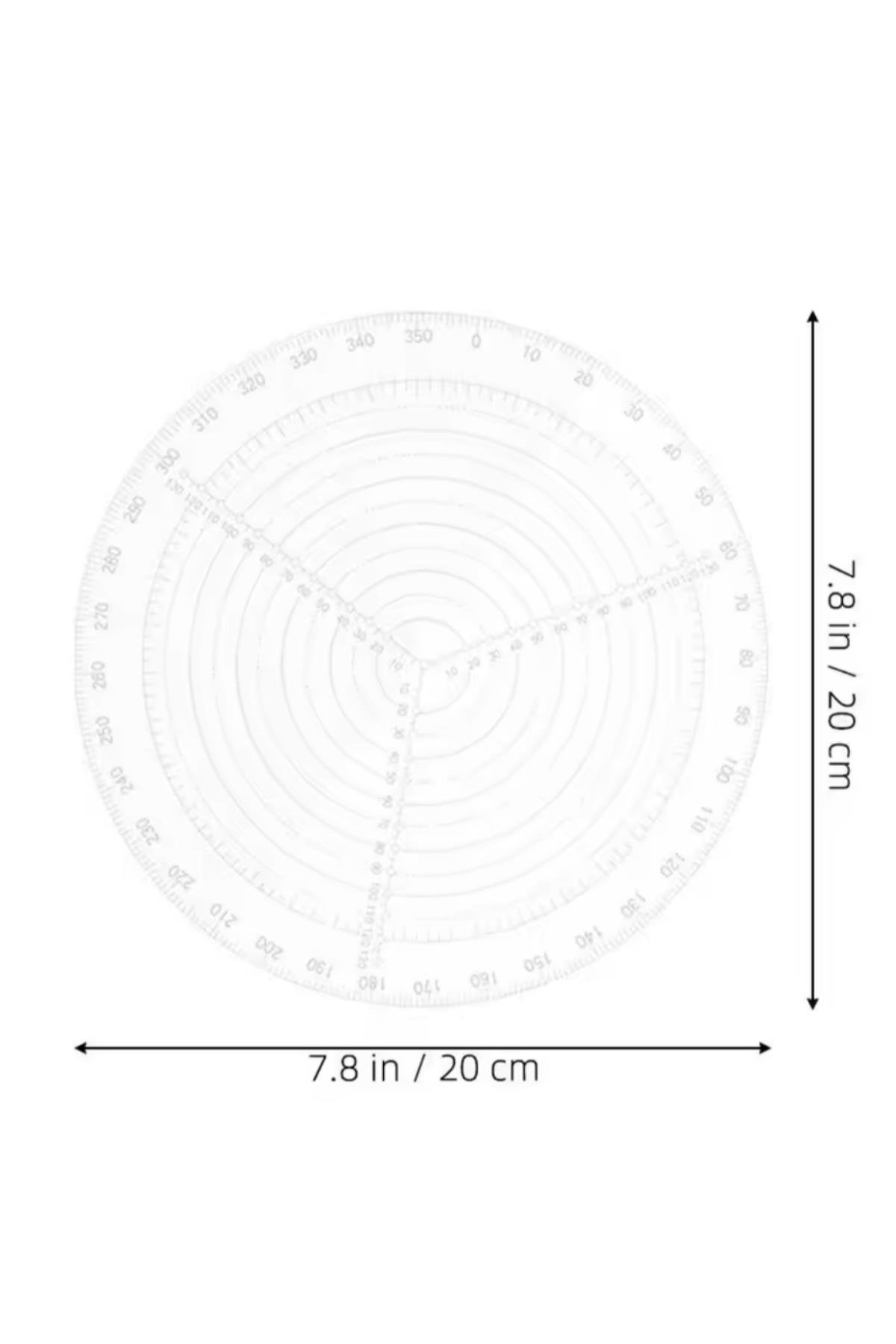 20cm Yuvarlak Merkez Bulucu Pusula Cetvel, Şeffaf Akrilik. Ahşap Torna, Poster, Cam Daire Çizimi