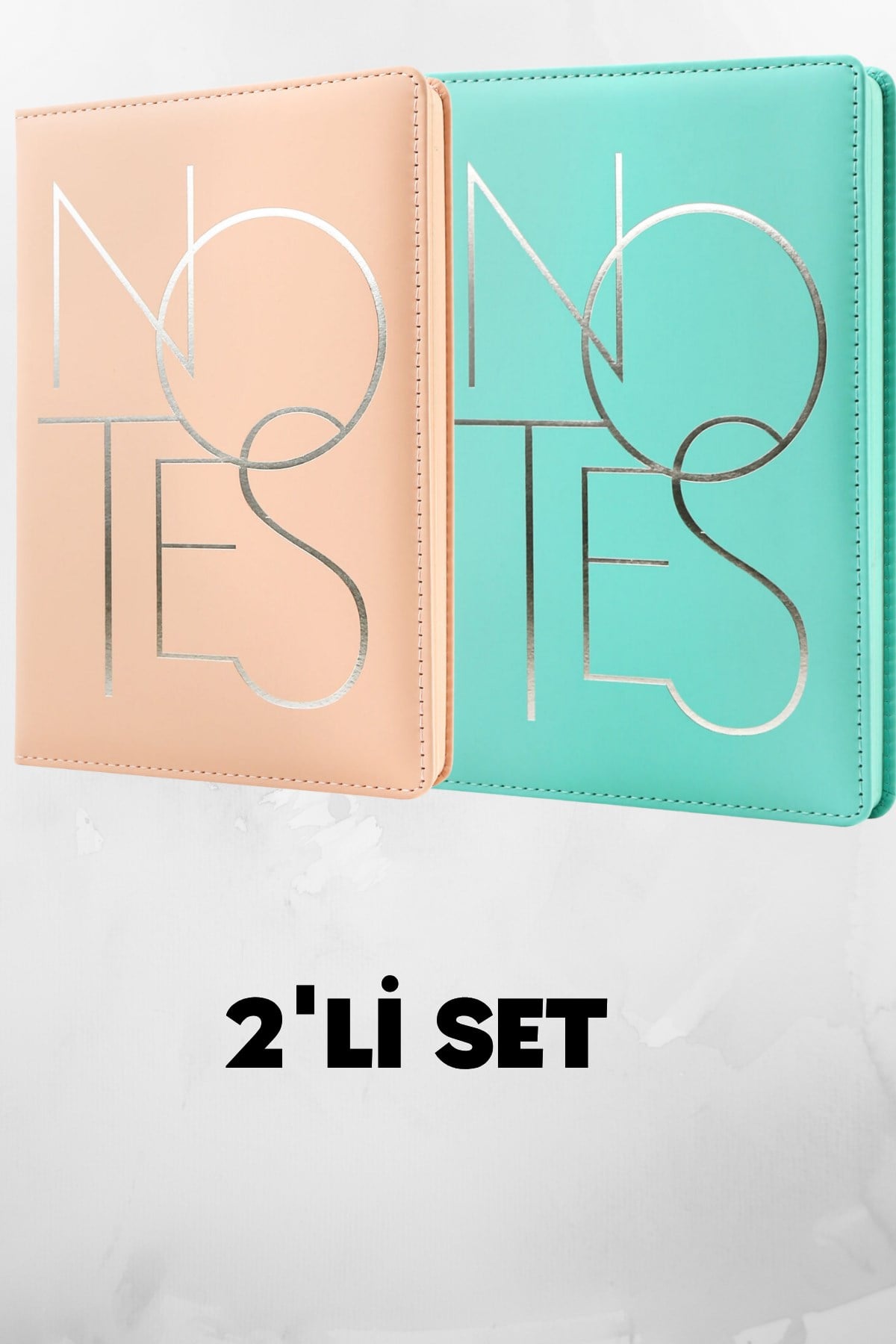 2'li Notes Minimalist Soft PU Deri Not Defteri 14*21cm, 100gr Çizgili 192 Sayfa