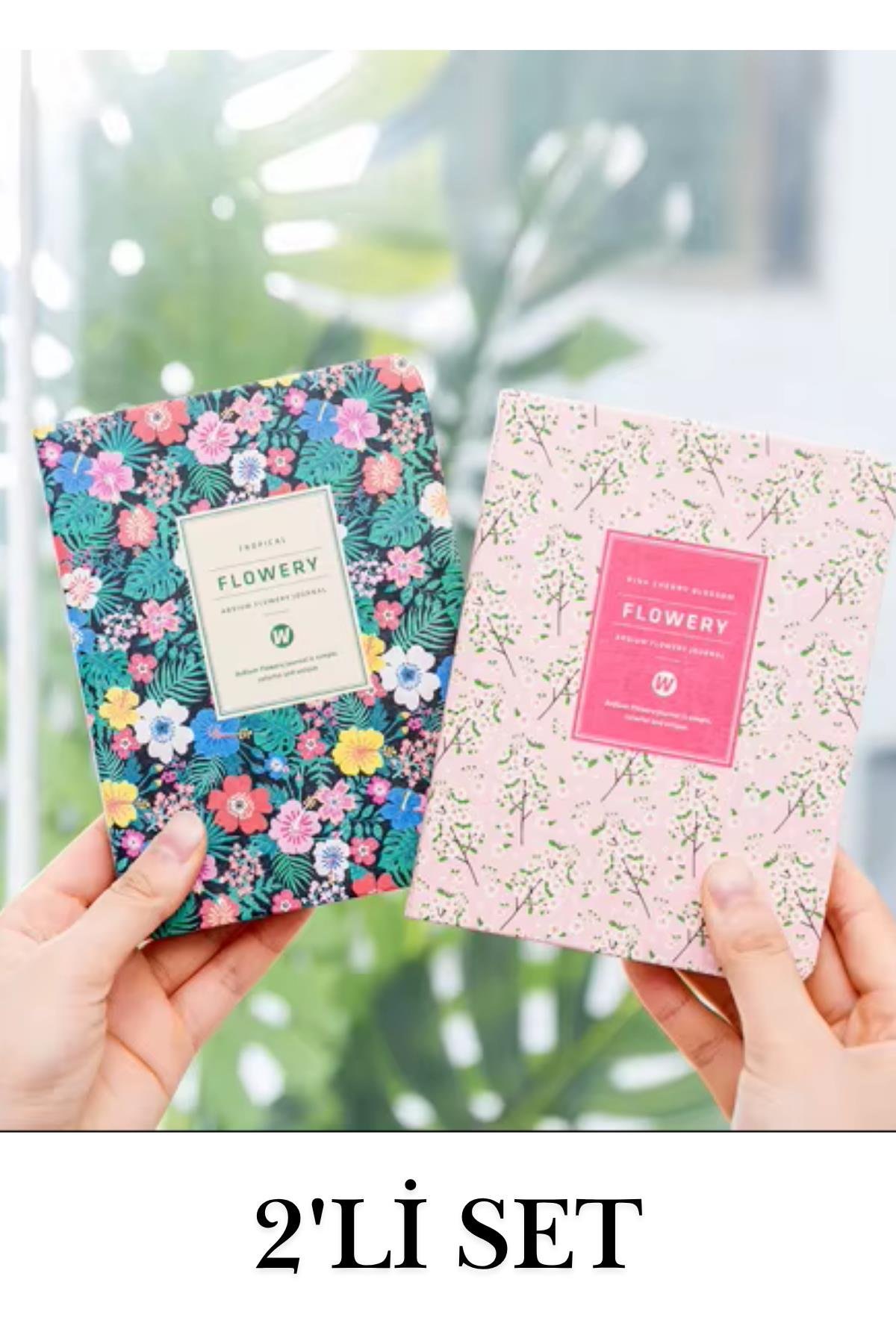 2'li Set Haftalık Planlayıcı Journal Not Defteri, 13*19cm 192 Sayfa-80gr Sert Kapak