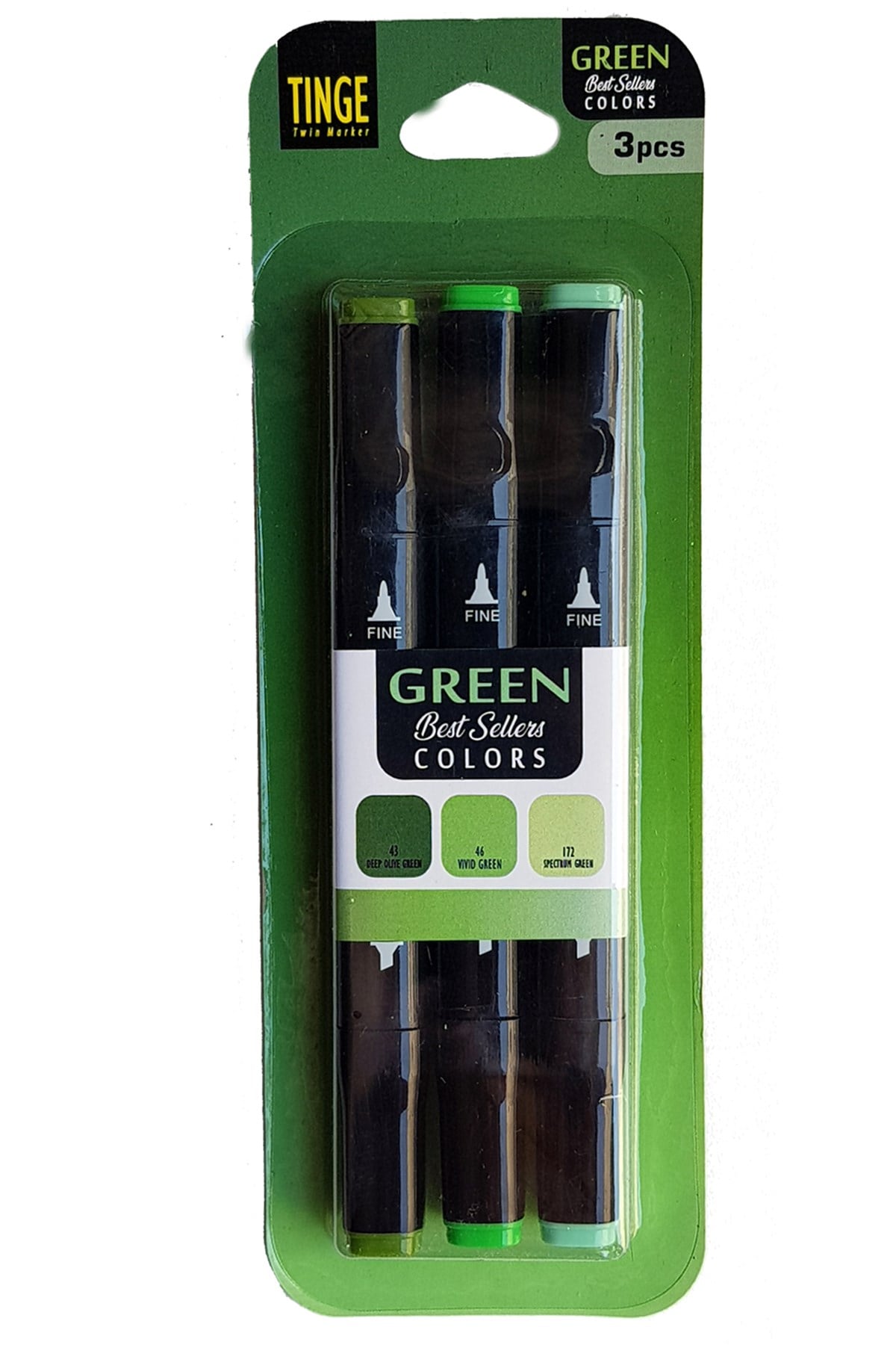 3'lü Tinge Çift Uçlu Marker Seti Green (MGR3)