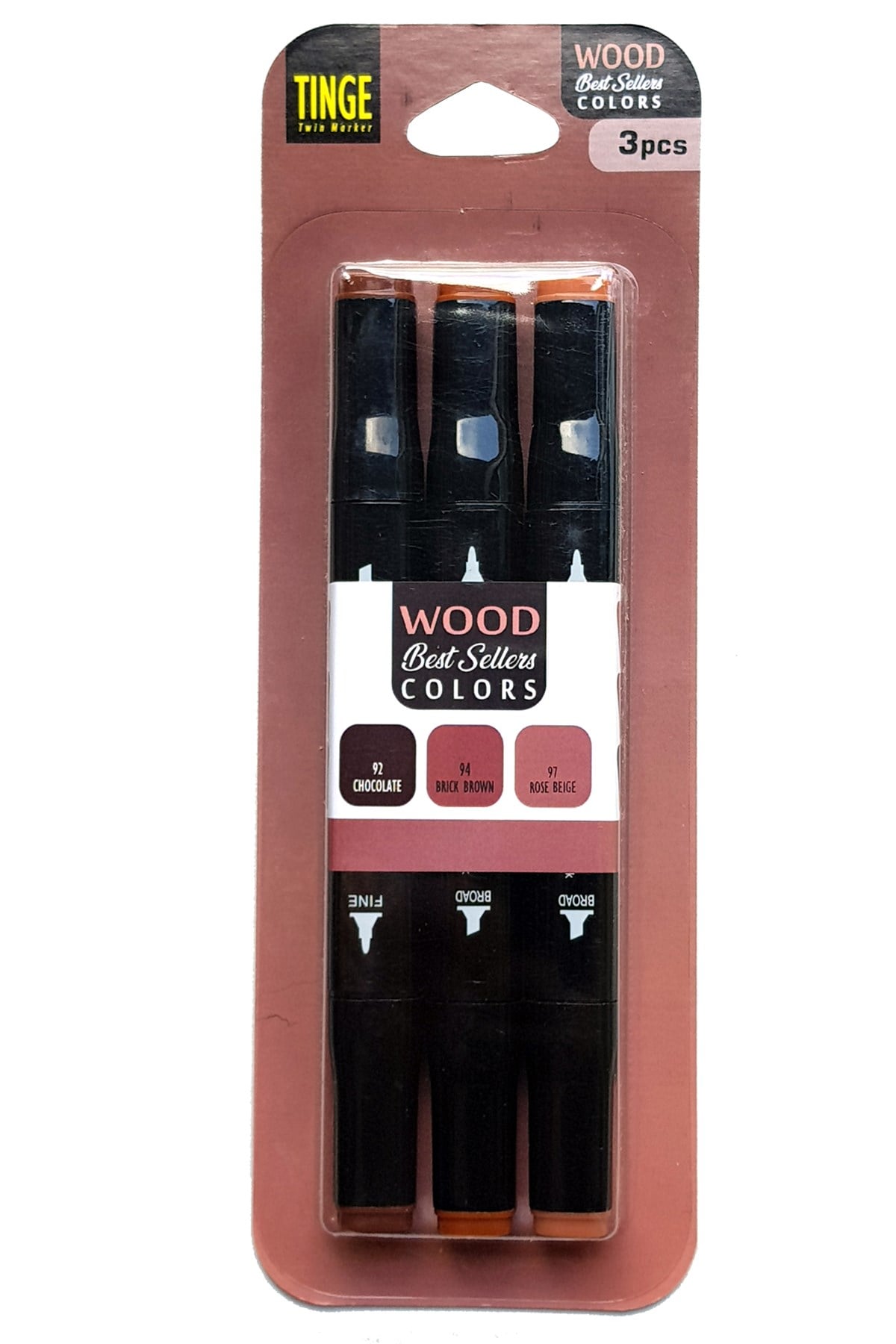 3'lü Tinge Çift Uçlu Marker Seti Wood (MWD3)