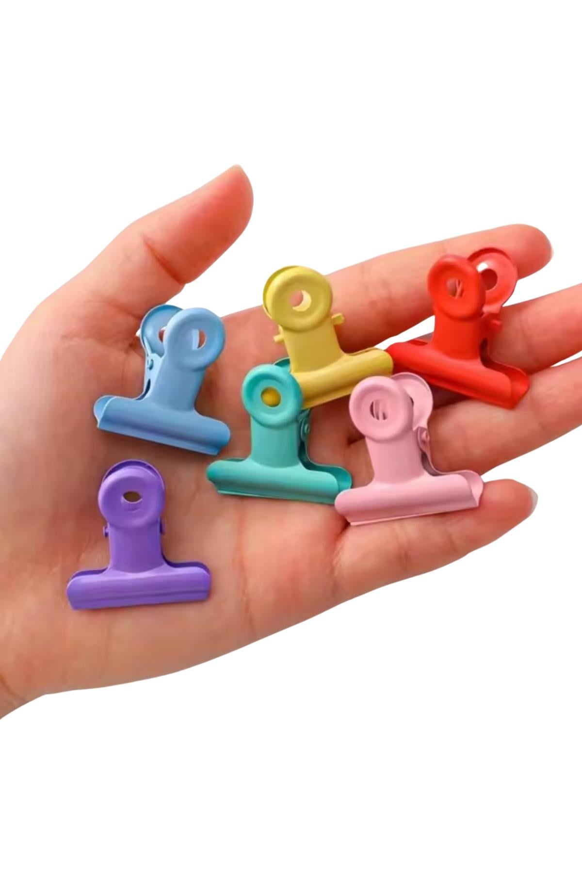 6 Adet Renkli Kağıt Klips / Metal Kıskaç 3 cm