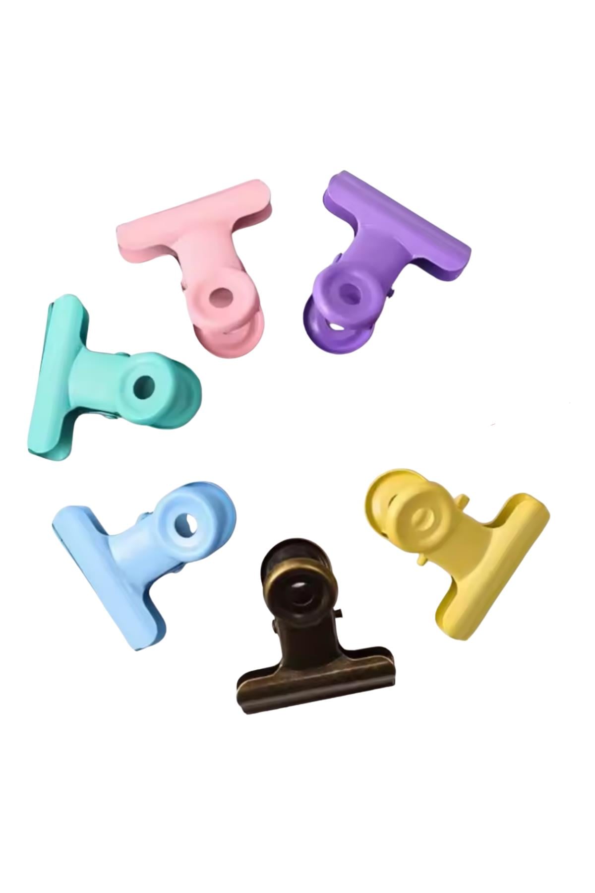 6 Adet Renkli Kağıt Klips / Metal Kıskaç 3 cm