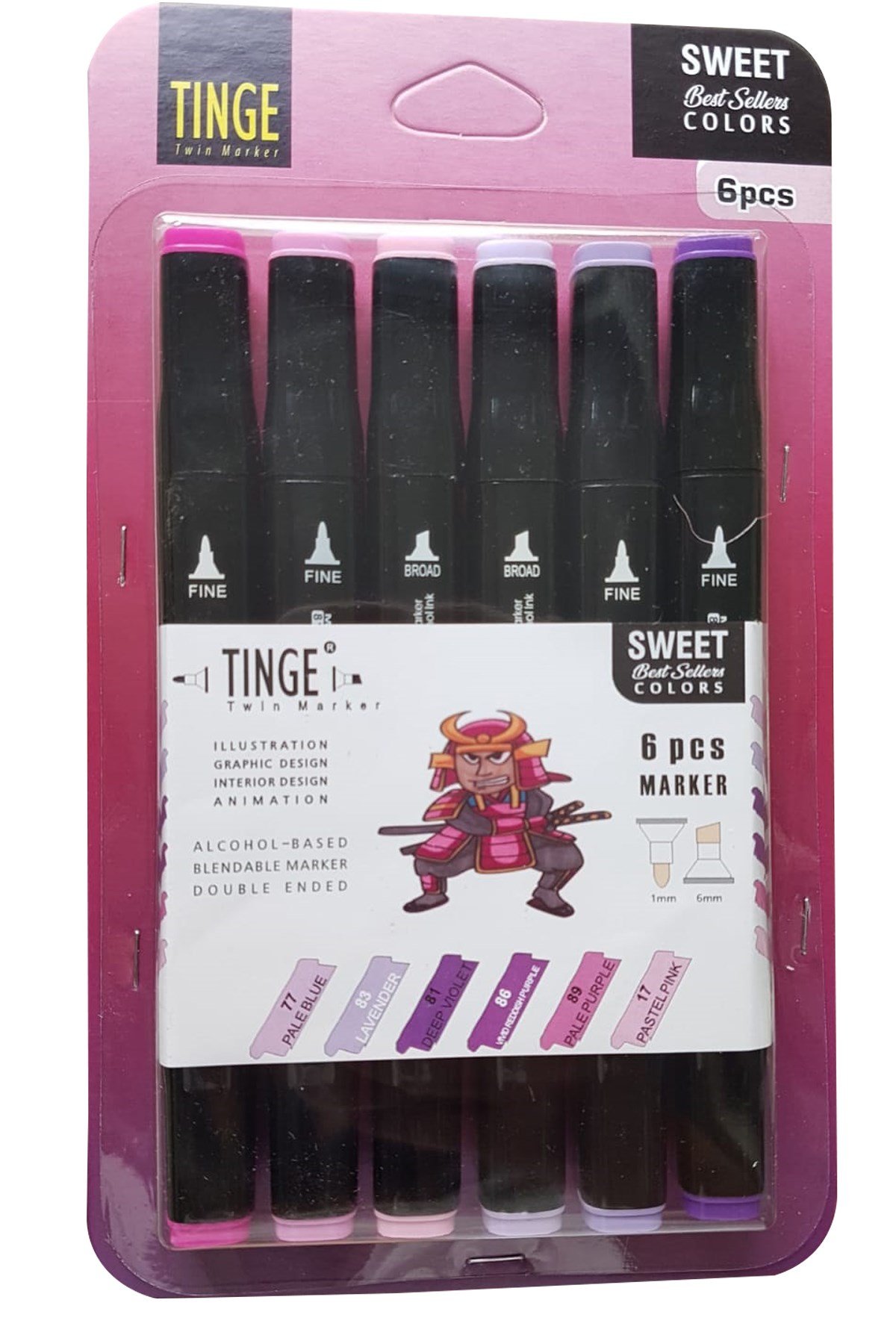 6'lı Tinge Çift Uçlu Sweet Marker Seti