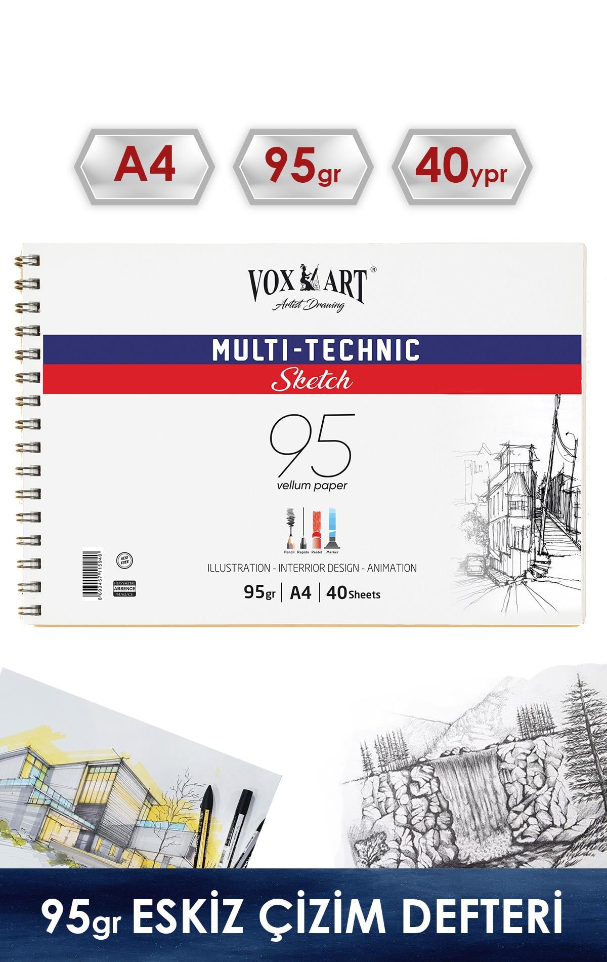95 gr Multitechnic Eskiz Çizim Defteri