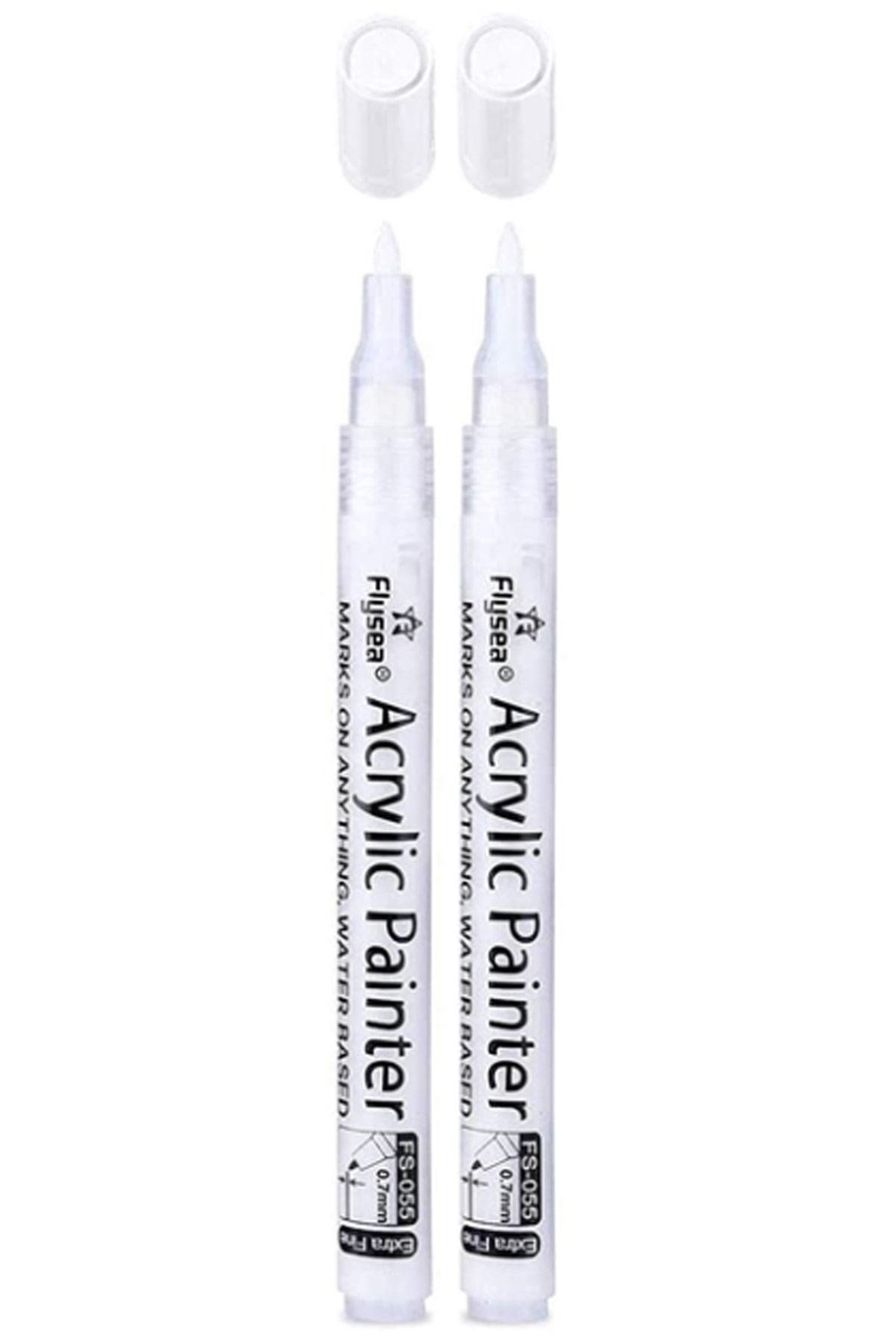 Beyaz Akrilik Kalem 2'li Set - Yazı Çizgi Genişliği: 0.7mm