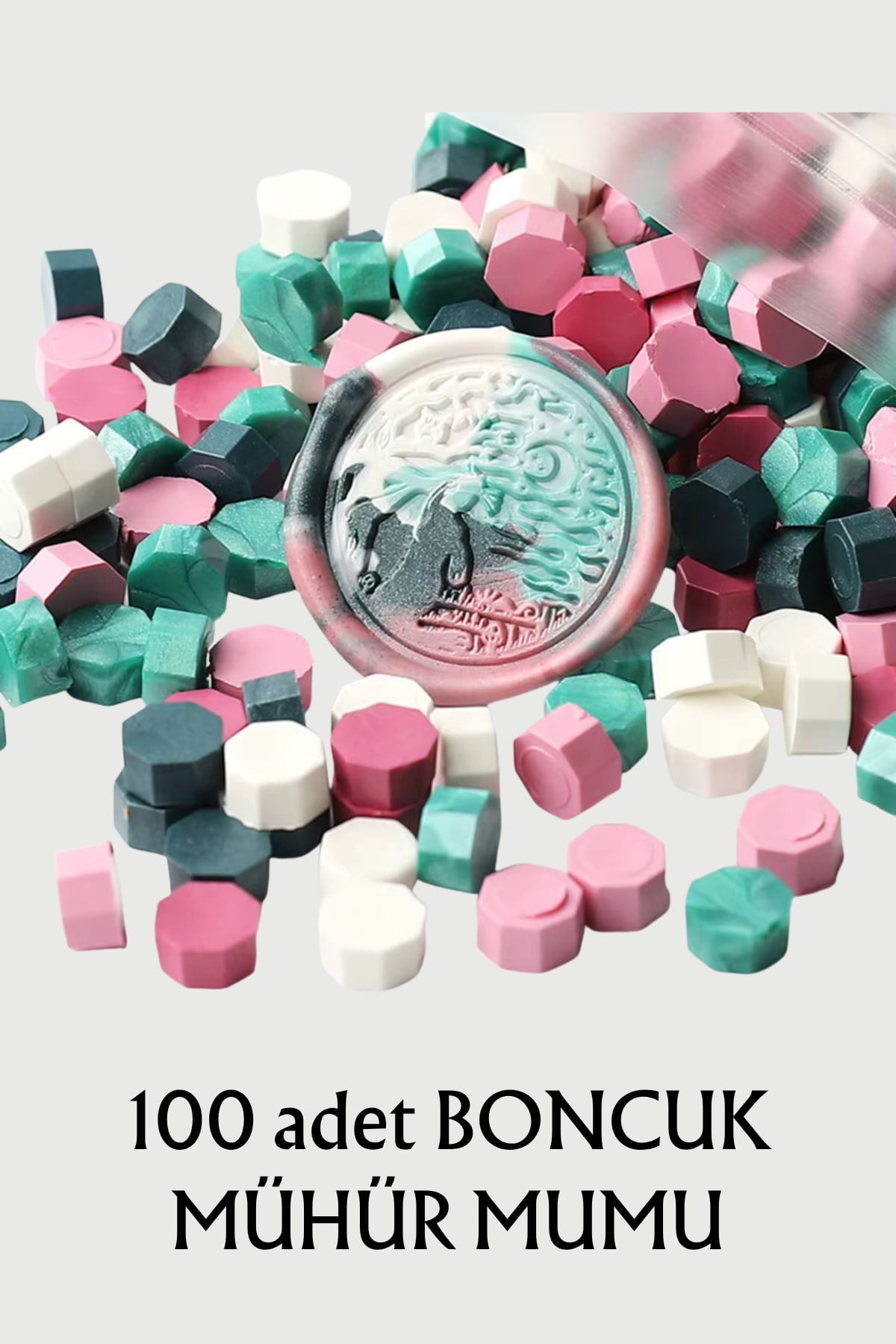 Boncuk Mühür Mumu 100 Adet Pembe&Yeşil