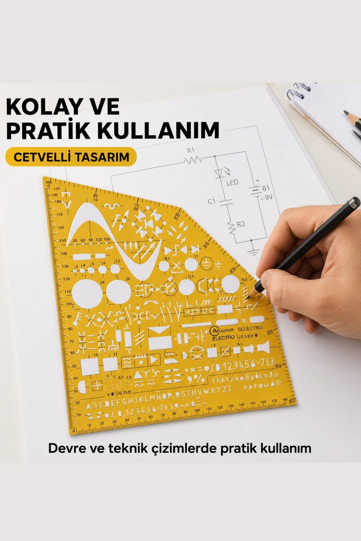 Elektrik Şablonu & Elektronik Çizim Şablonu 20*20 cm