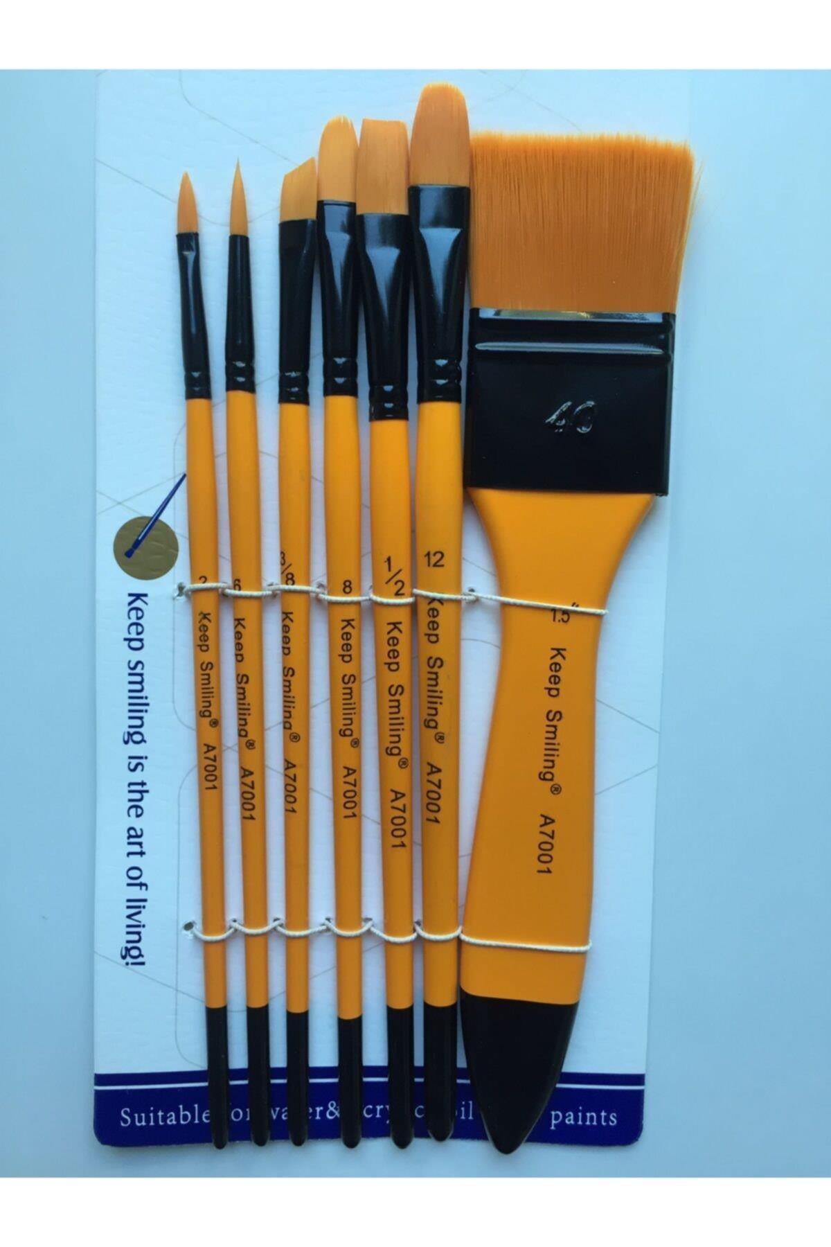 Fırça Set Turuncu 7 Li Set Fırça Artist Brush Süper Ipek Fırça 7li Set Fırça