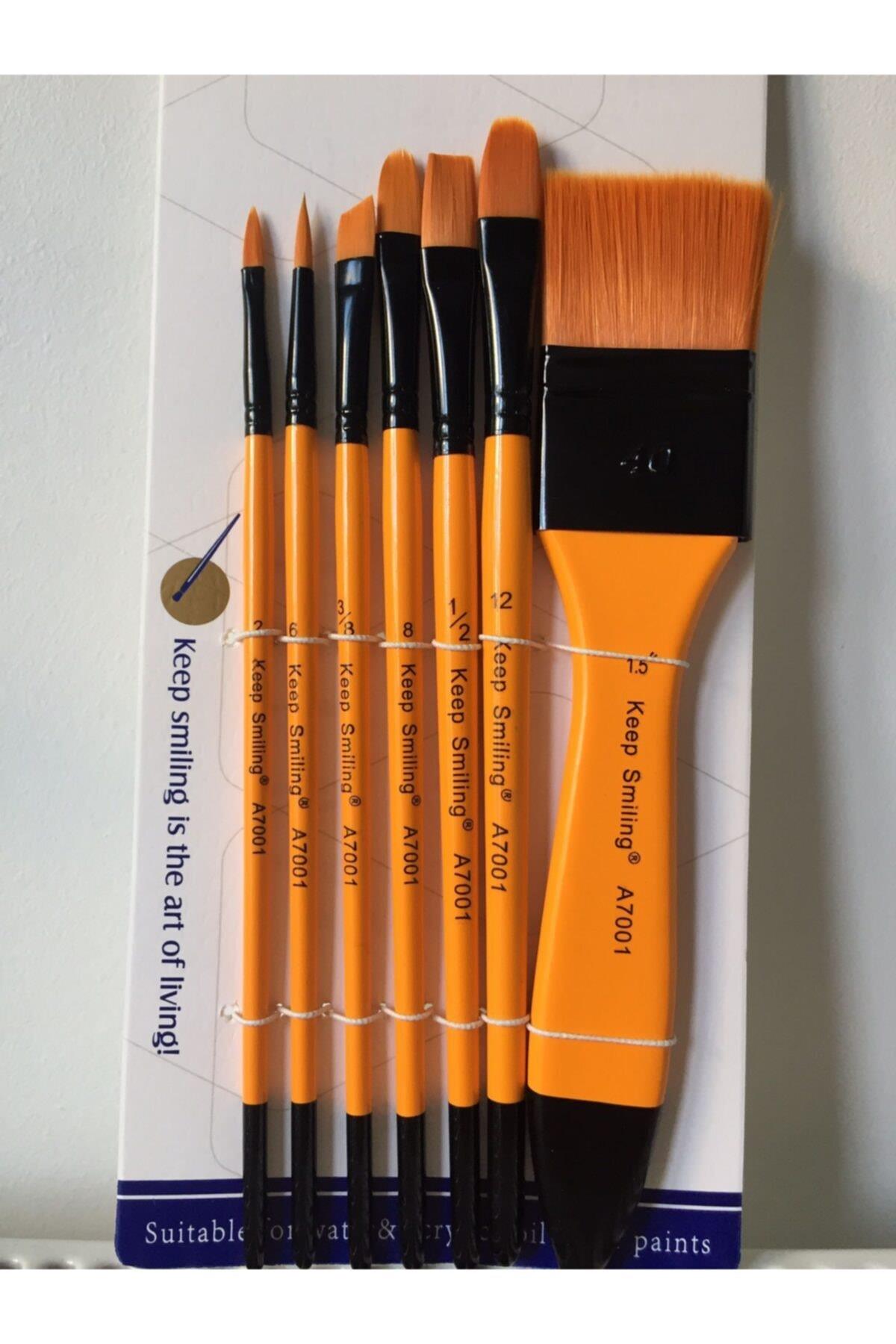 Fırça Set Turuncu 7 Li Set Fırça Artist Brush Süper Ipek Fırça 7li Set Fırça