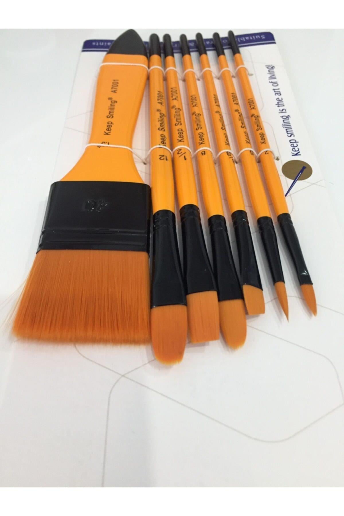 Fırça Set Turuncu 7 Li Set Fırça Artist Brush Süper Ipek Fırça 7li Set Fırça
