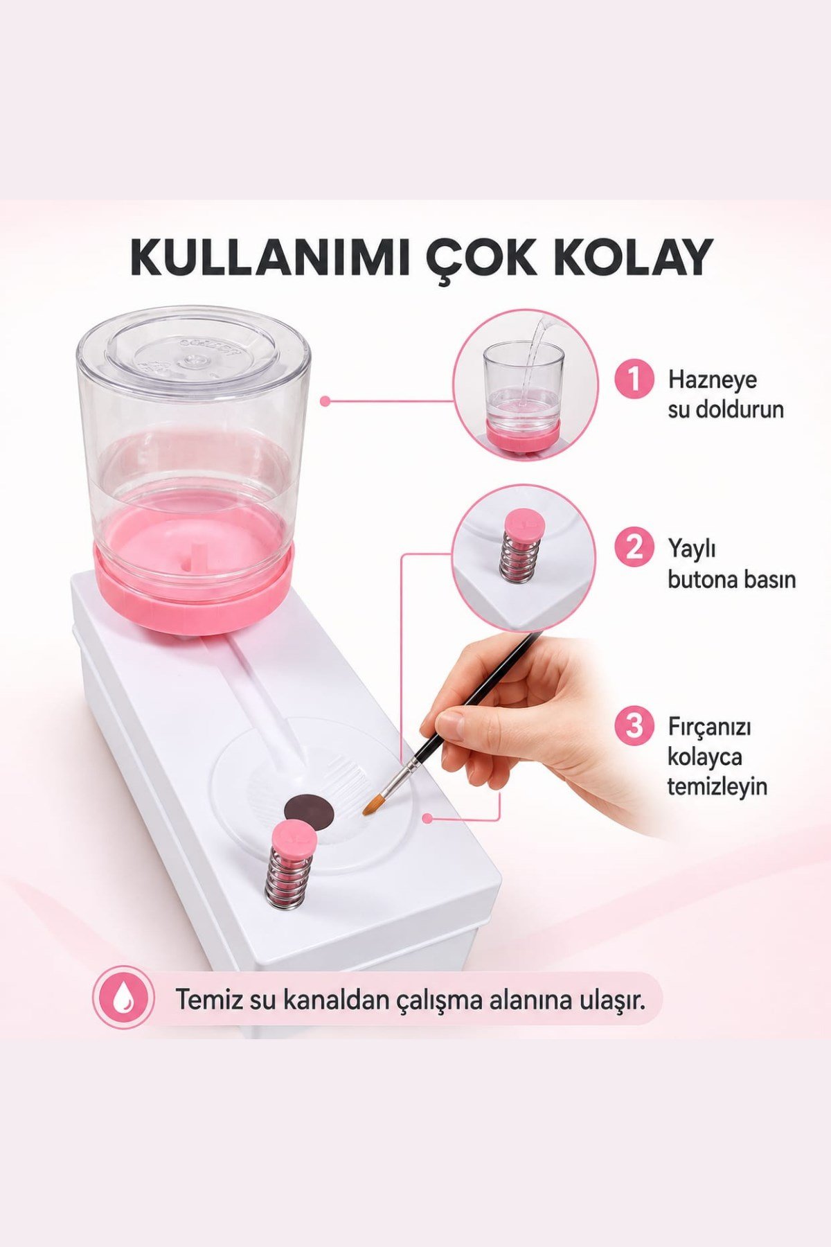 Fırça Temizleme Kabı- Su Hazneli  (Suluboya,Guaj boya,Akrilik boya) Demonte Gönderilir
