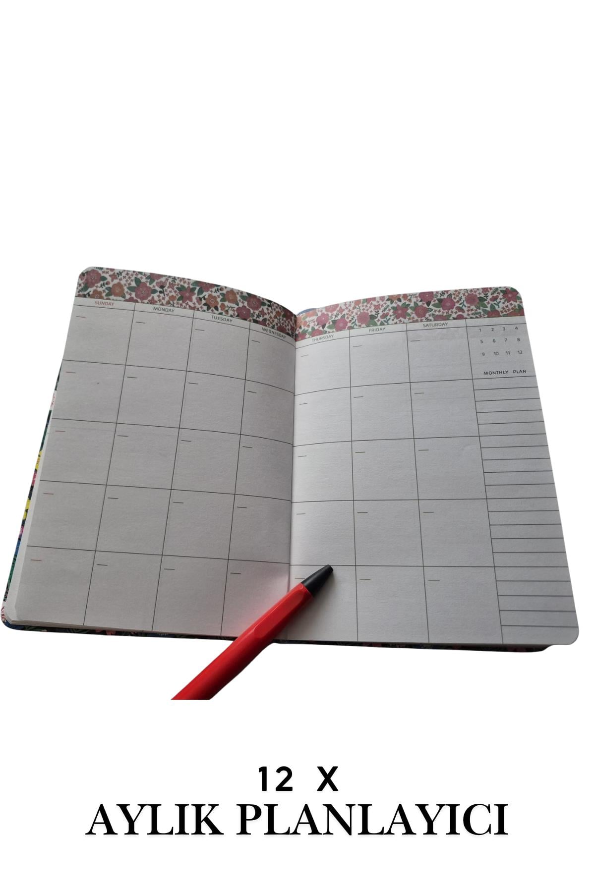 Haftalık Planlayıcı Journal Not Defteri, 13*19cm 192 Sayfa-80gr Sert Kapak