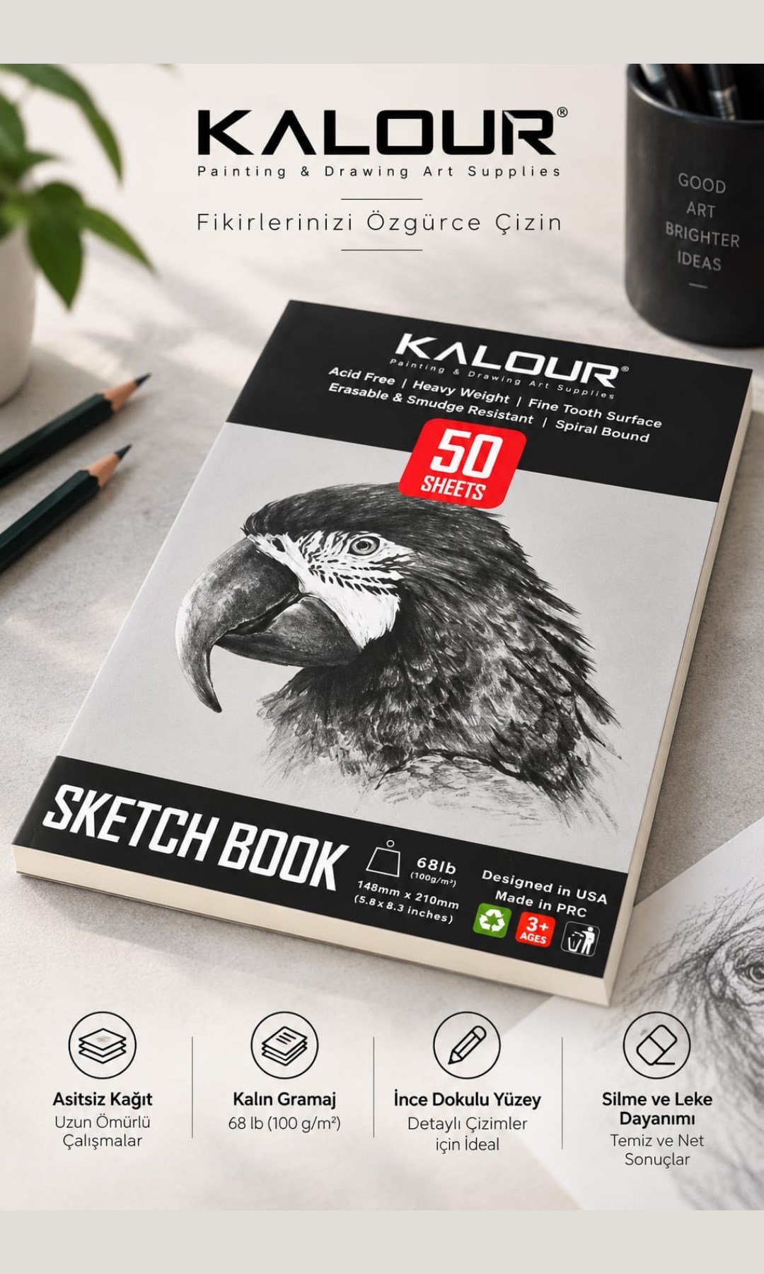 Kalour A5 Eskiz Çizim Defteri 100gr, 50 yaprak