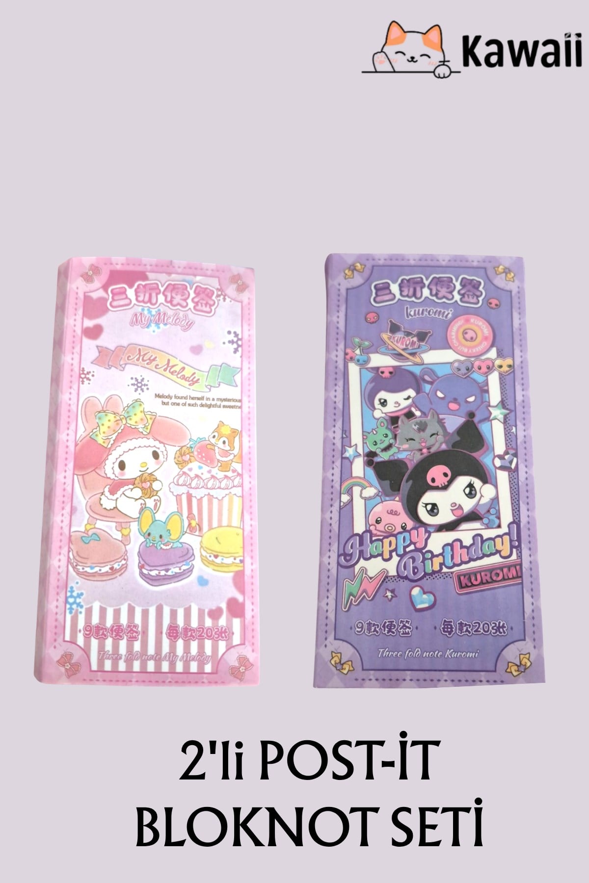Kawaii Sanrio Figürlü 2'li Post-it & Bloknot  16*22 cm