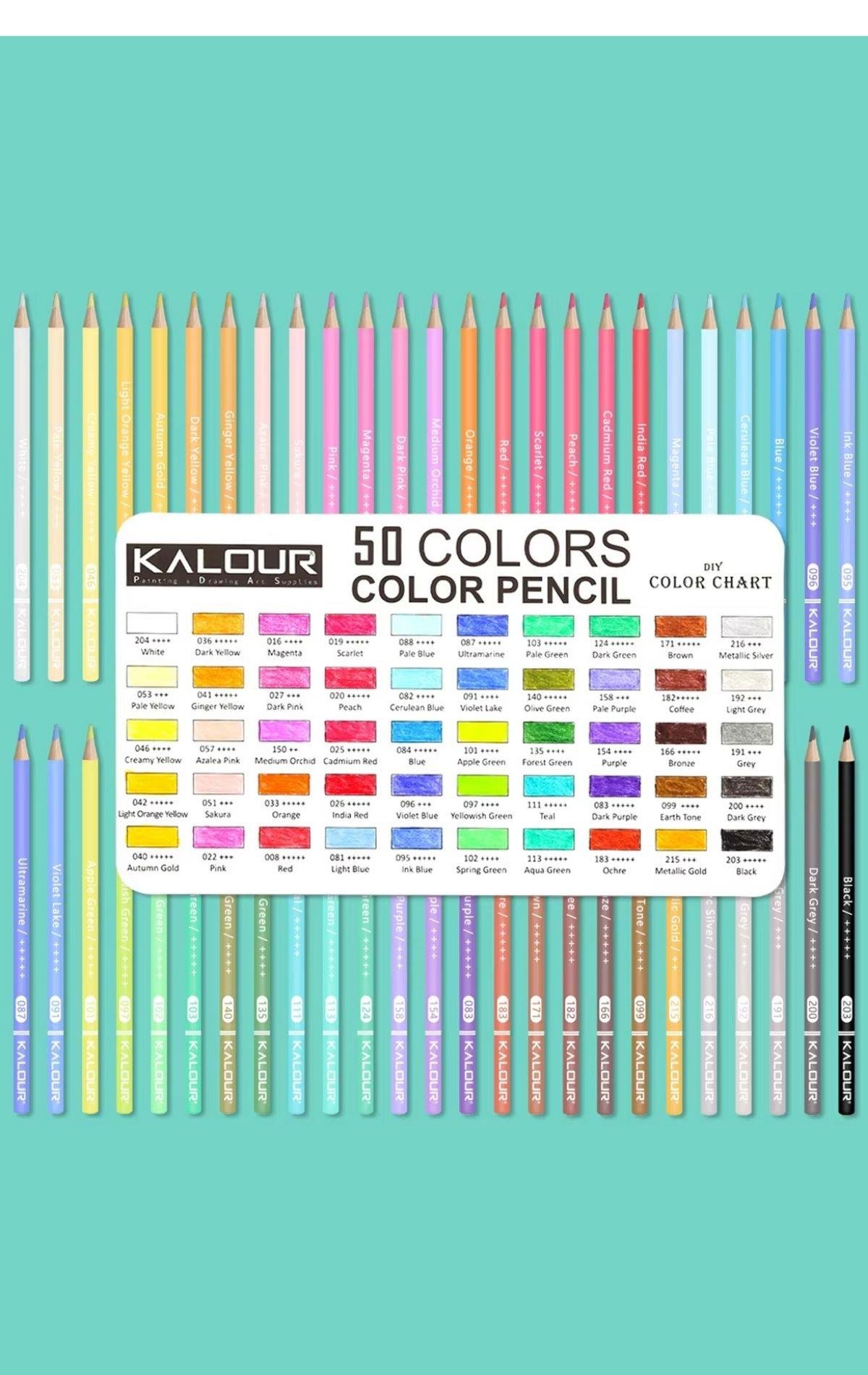 Kuru Boya Kalem Seti 50 Renk, Çantalı (Defter+Blender ve jel Kalem+Kalemtraş Hediyeli)