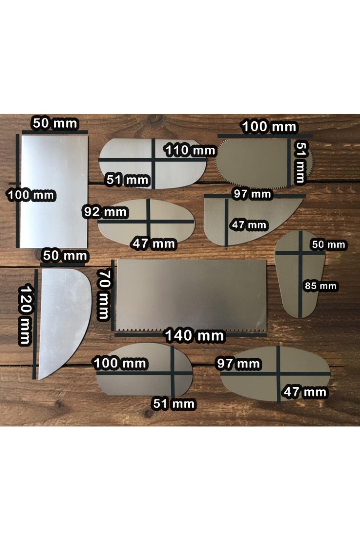 Metal Çelik Sistre Seti 10 Parça (Seramik,Kil, Modelaj Şekillendirme İçin)