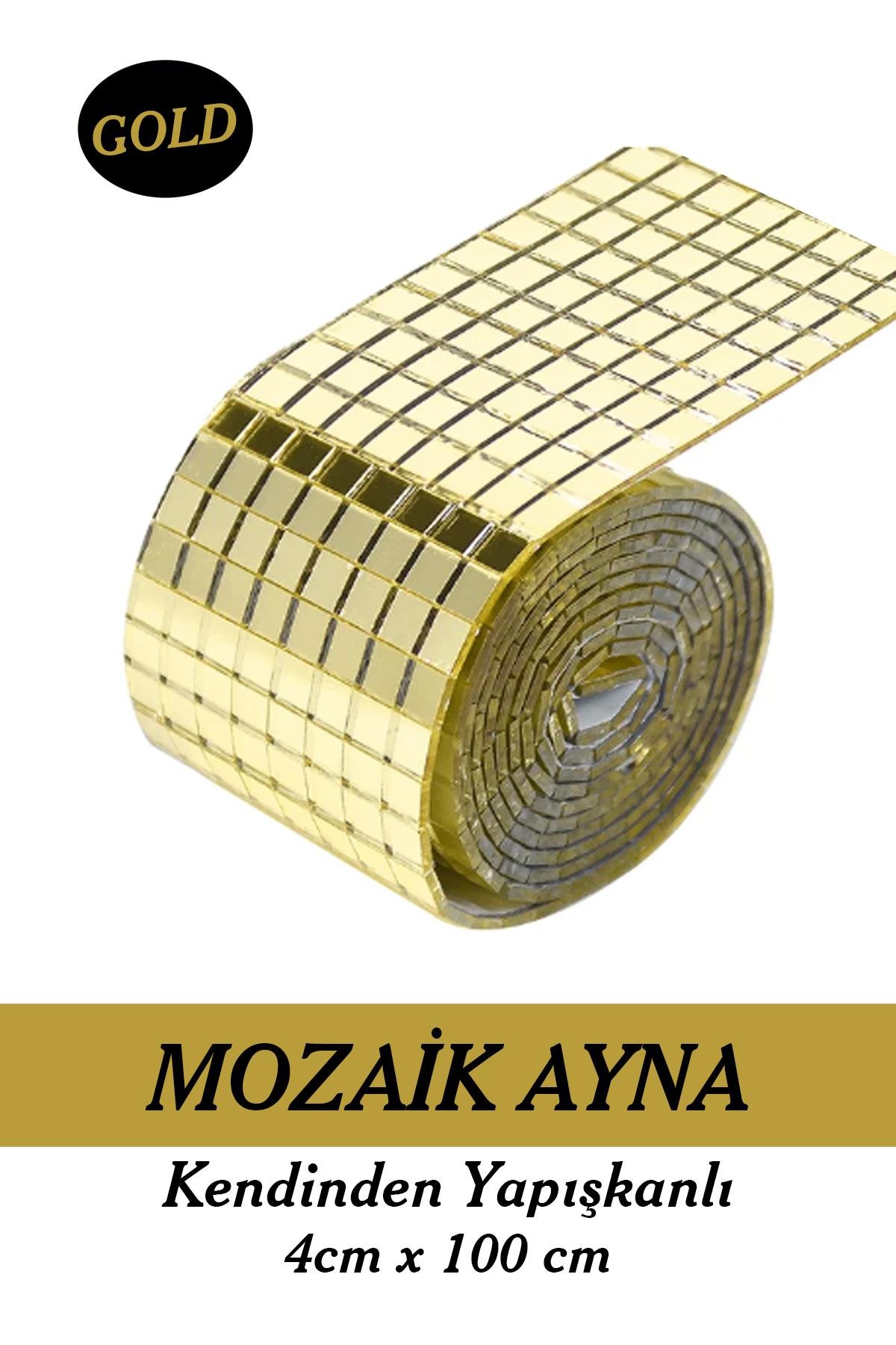 Mini Mozaik Ayna,5x5 mm 1600 adet Kendinden Yapışkanlı Levha - Gold