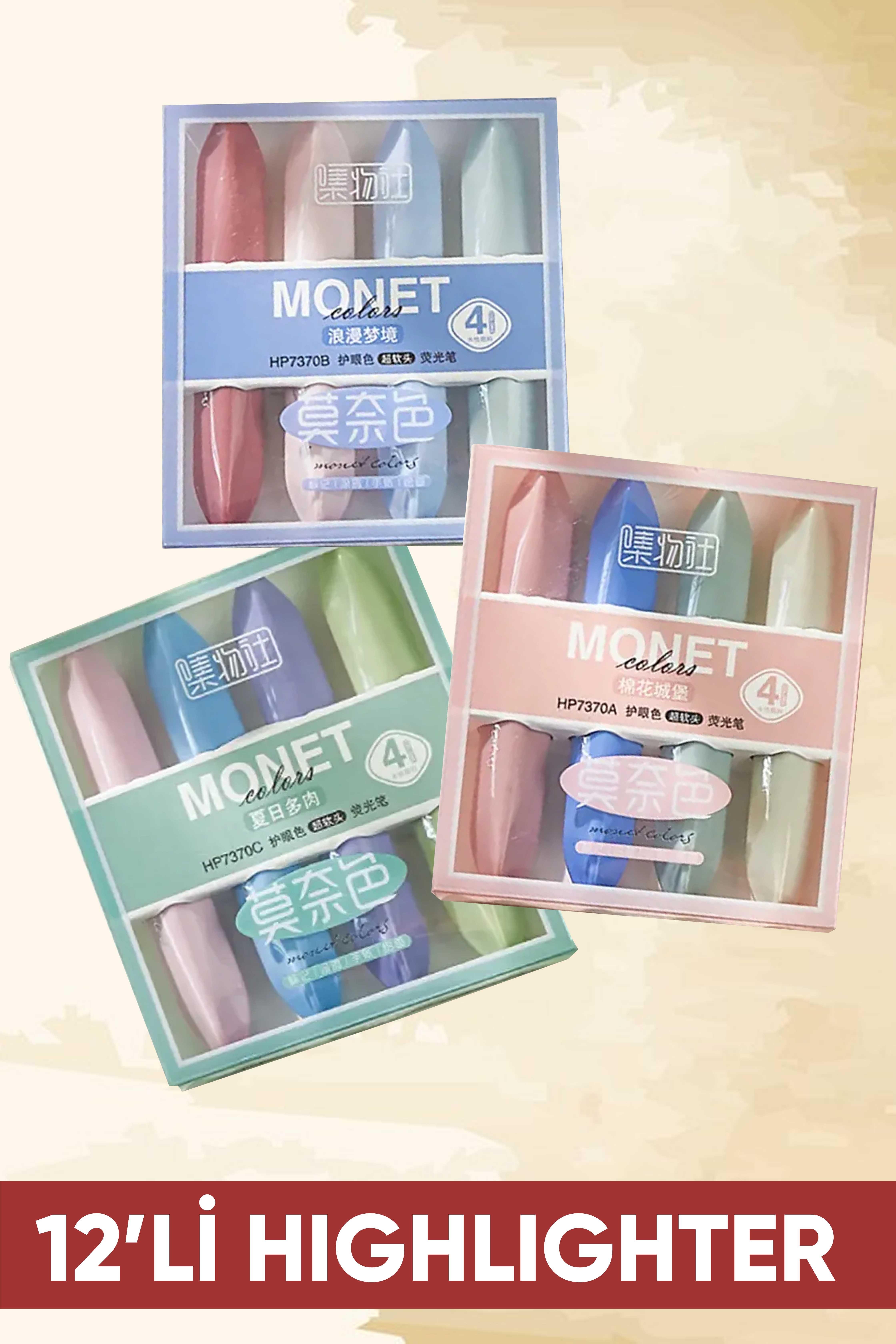 Monet Pastel Highlighter Kalem Seti 12'li