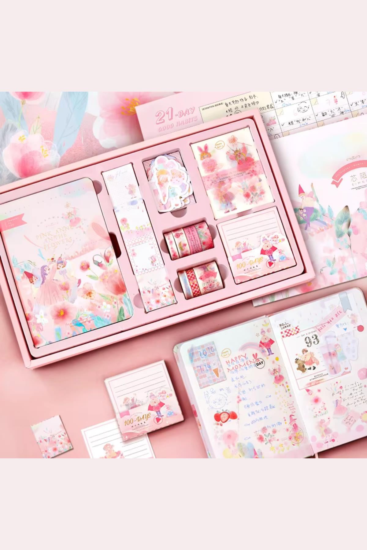 Pink Anne Flower- Journal Defter Hediye Seti