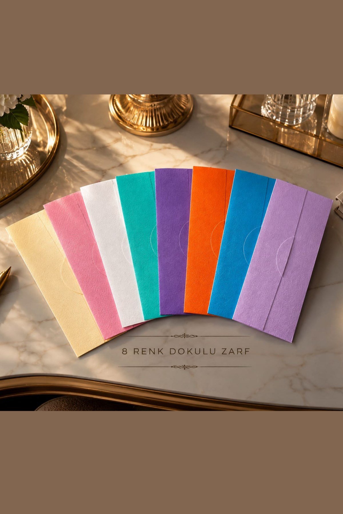 Renkli Dokulu Davetiye Zarfı 50 Adet 11*22cm 220gr (Baskısız boş Zarf)