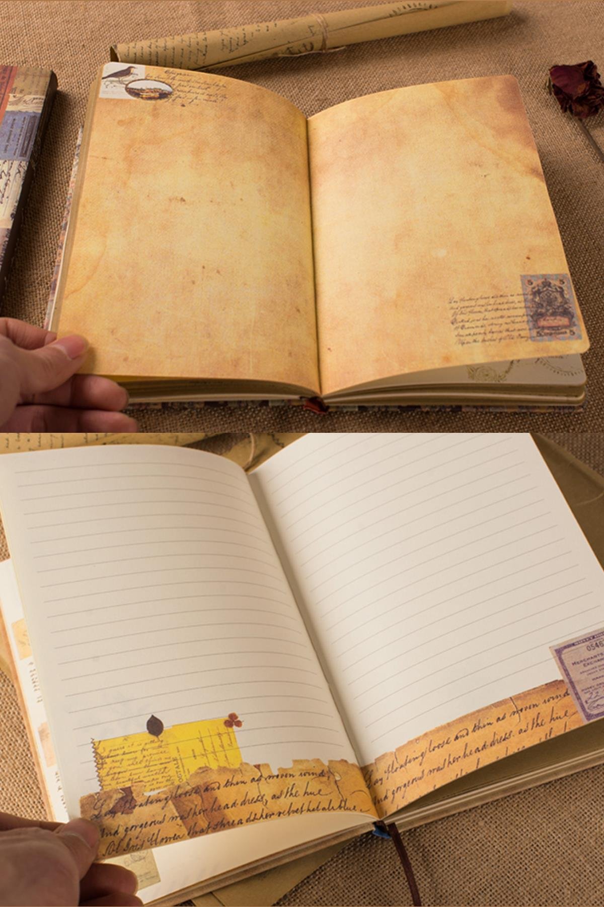Retro Journal Defter-14x21 cm-100 Yaprak Sert Kapak