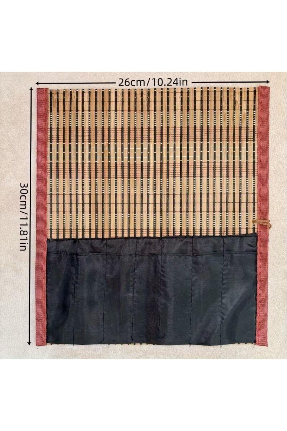 Sanatsal Rulo Fırça Çantası (Bambu) 15-20 Kapasiteli
