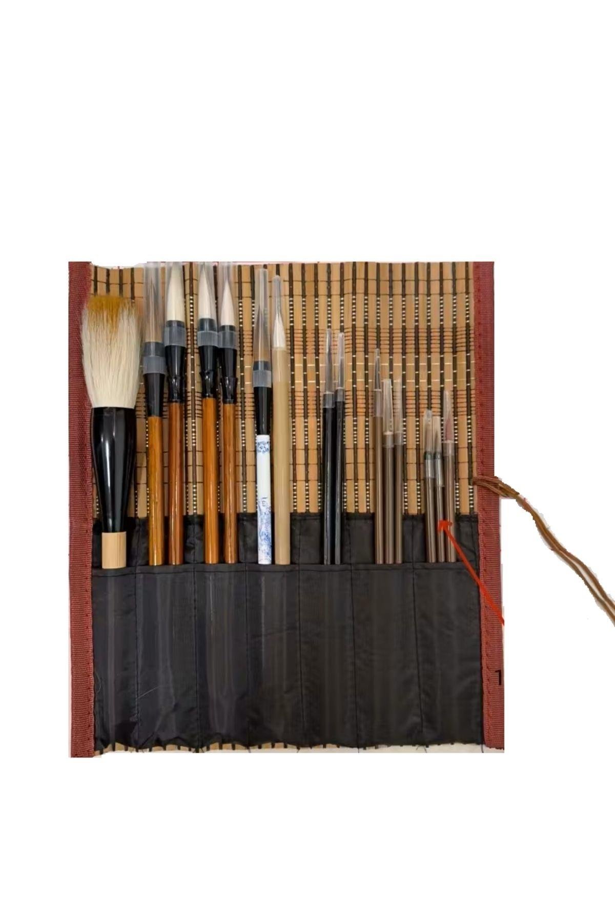 Sanatsal Rulo Fırça Çantası (Bambu) 15-20 Kapasiteli