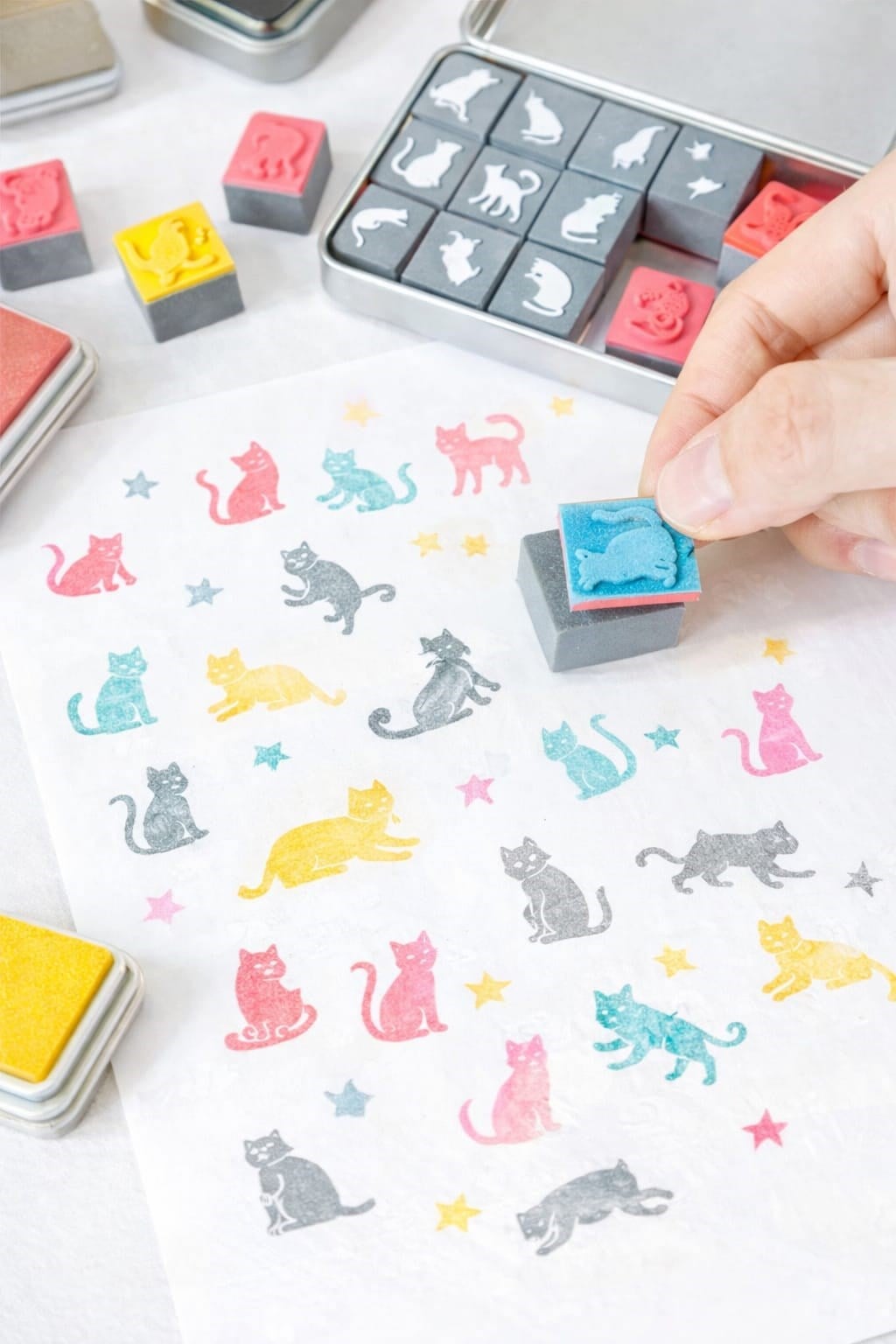 Scrapbook Kedi Damga Seti, 15 Parça+Metal Kutu+Istampa (DIY-Kendin Yap) Eva