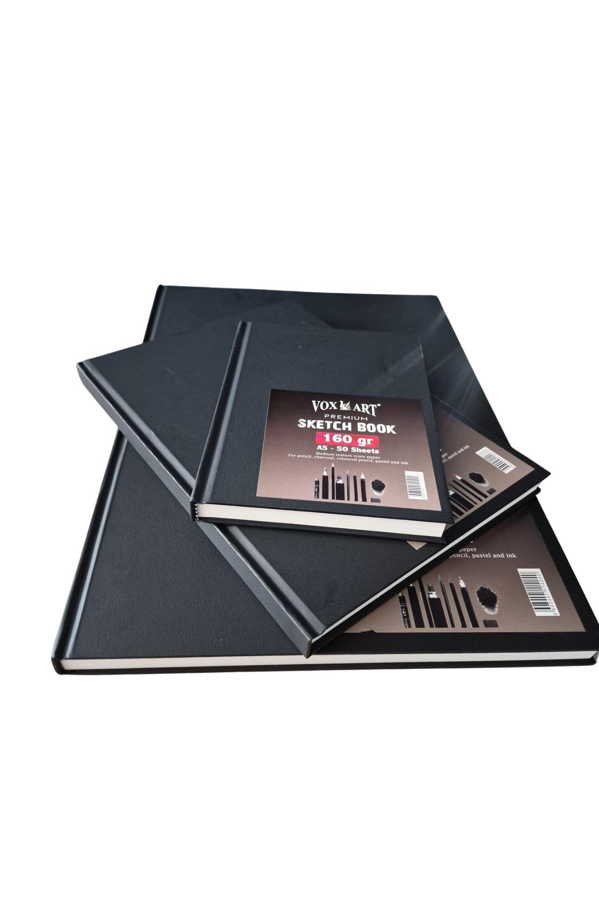 Sert Kapak Eskiz Çizim Defteri 3'lü Set (A3+A4+A5) 160 gr. 50 Yaprak