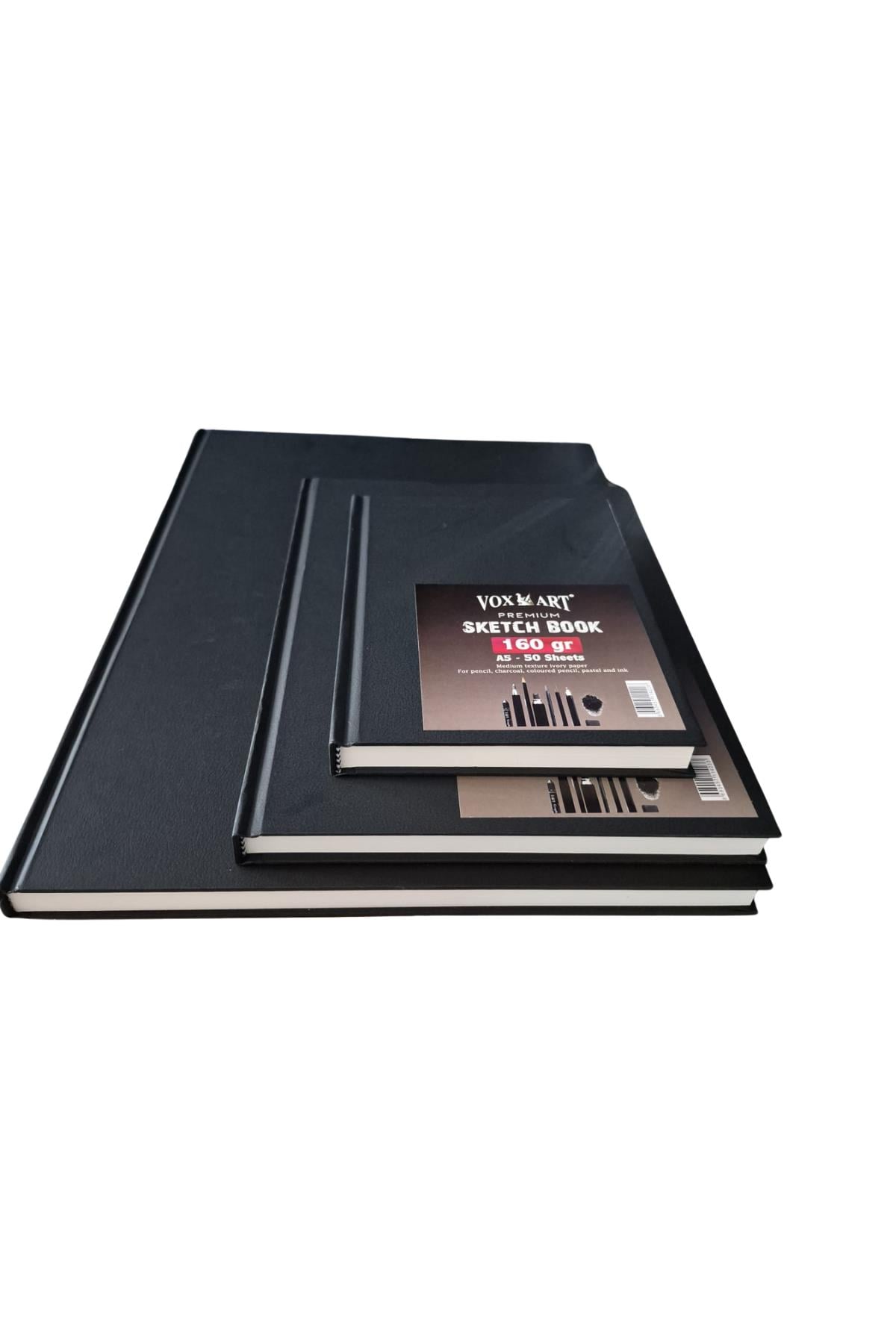 Sert Kapak Eskiz Çizim Defteri 3'lü Set (A3+A4+A5) 160 gr. 50 Yaprak
