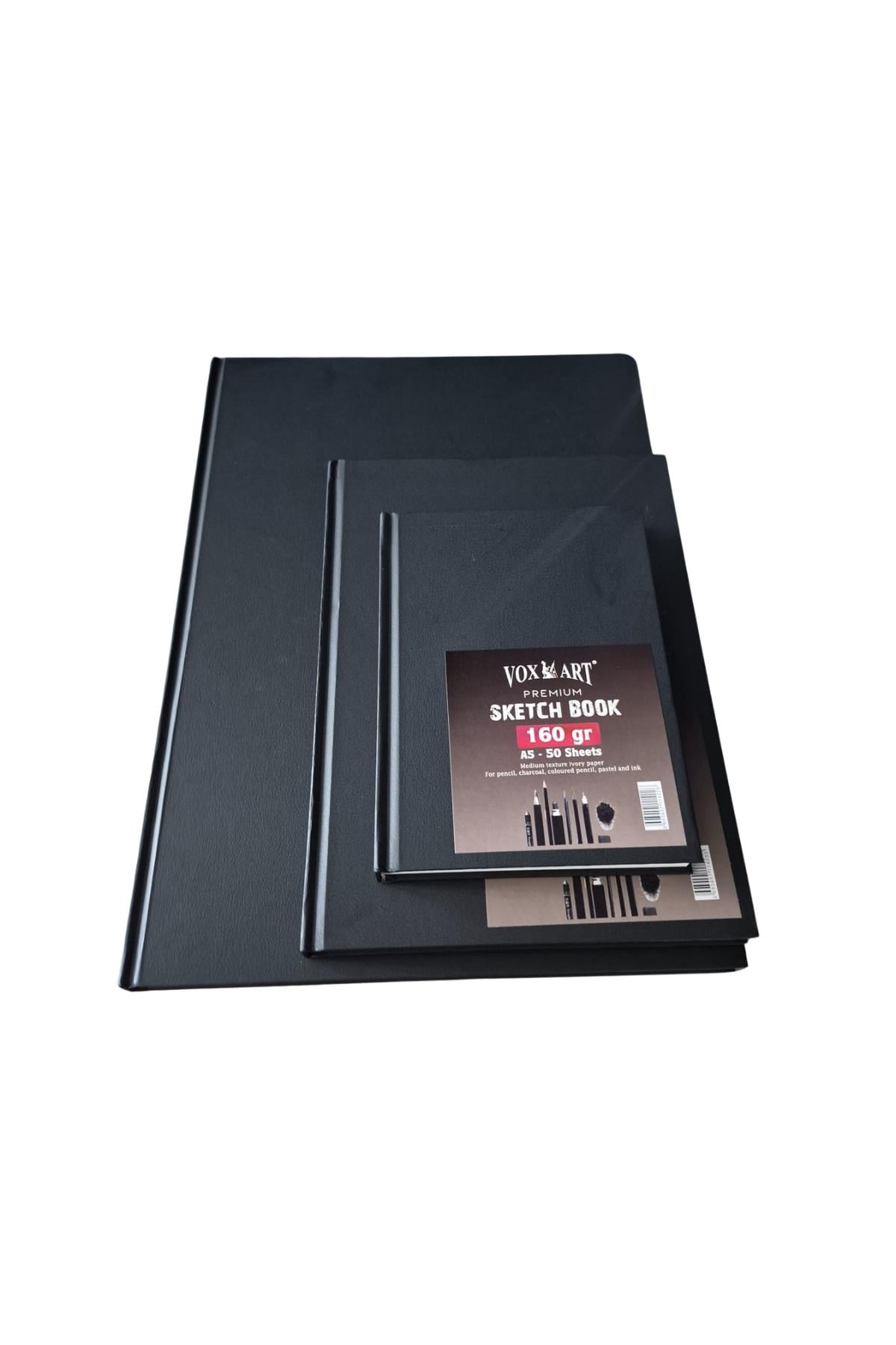 Sert Kapak Eskiz Çizim Defteri 3'lü Set (A3+A4+A5) 160 gr. 50 Yaprak