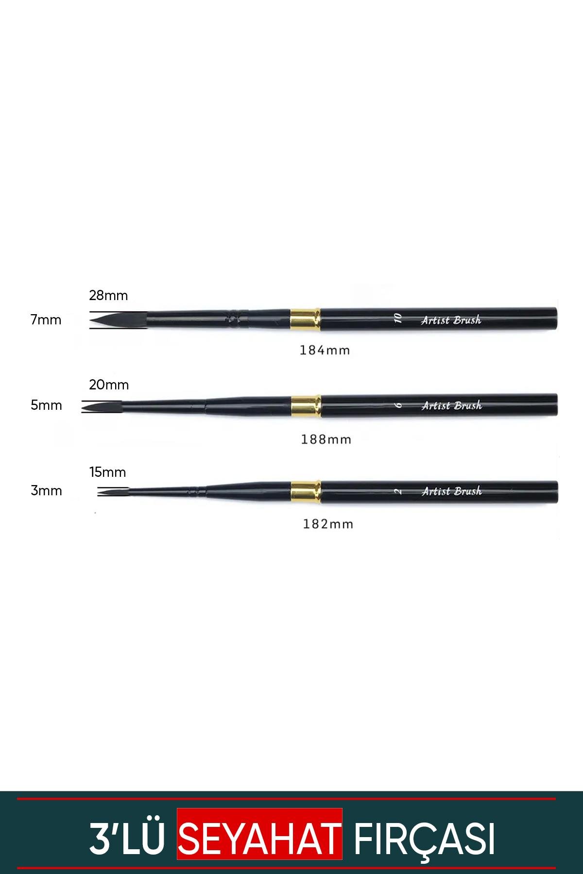 Seyahat Tipi Suluboya Fırça Seti Yuvarlak Uç