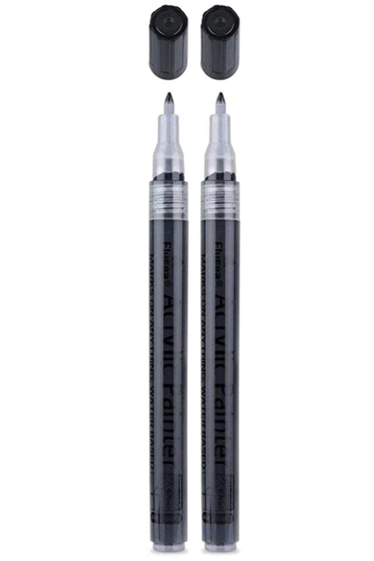 Siyah Akrilik Kalem 2'li Set - Yazı Çizgi Genişliği: 0.7mm