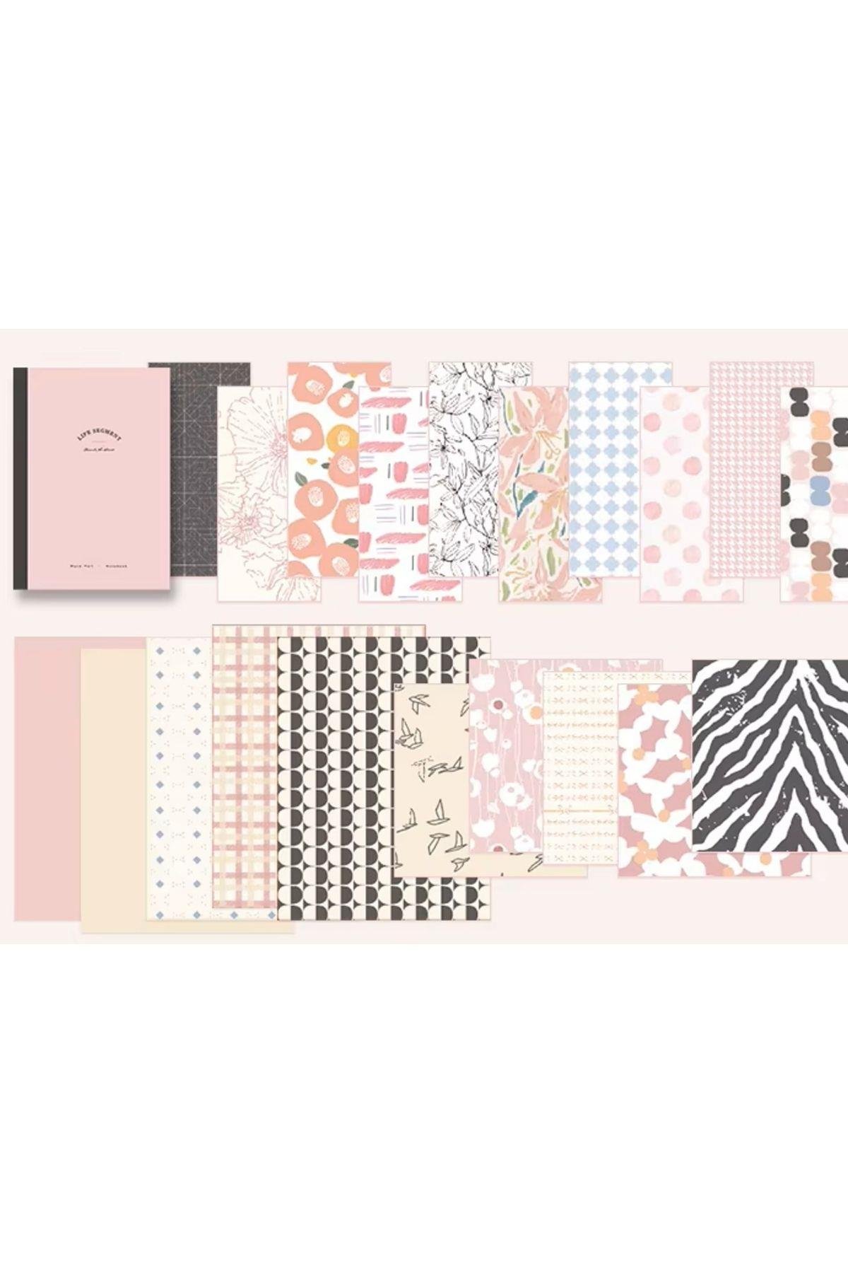 Vintage Journal Defter Hediye Seti, 125 Parça Scrapbook Set (Pink Serisi)