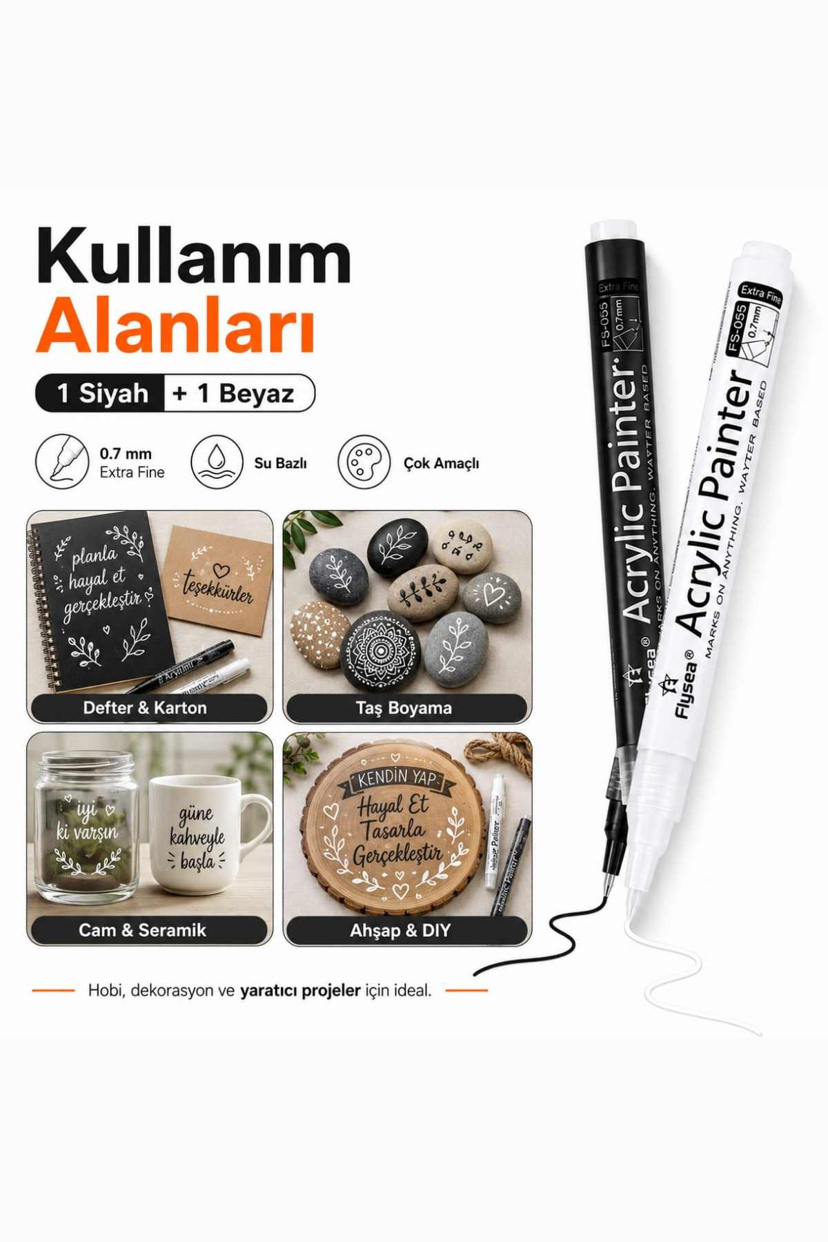 Vox Art Akrilik Kalem 2'li Set - Yazı çizgi genişliği: 0.7mm S/B